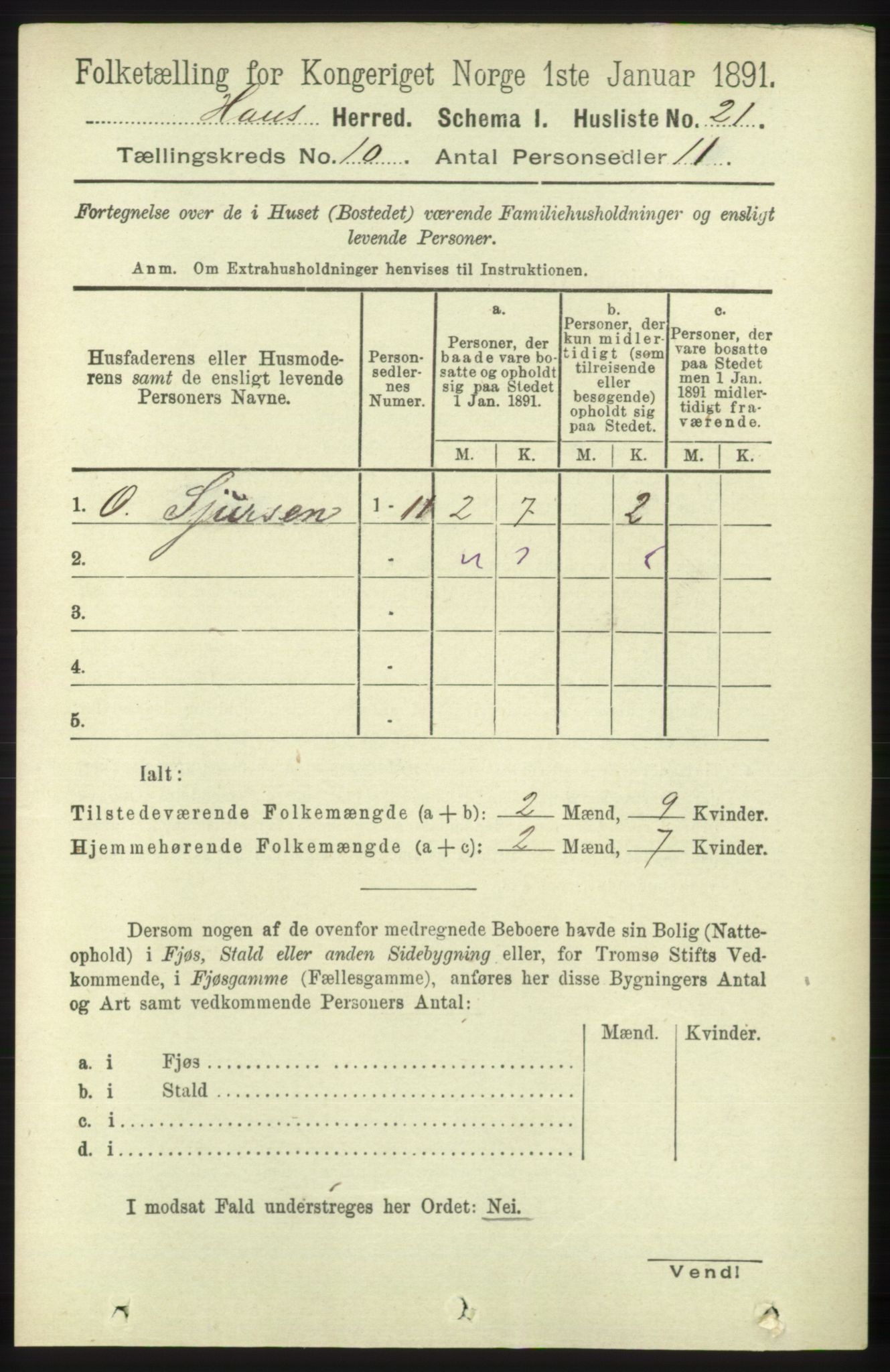 RA, 1891 census for 1250 Haus, 1891, p. 4103