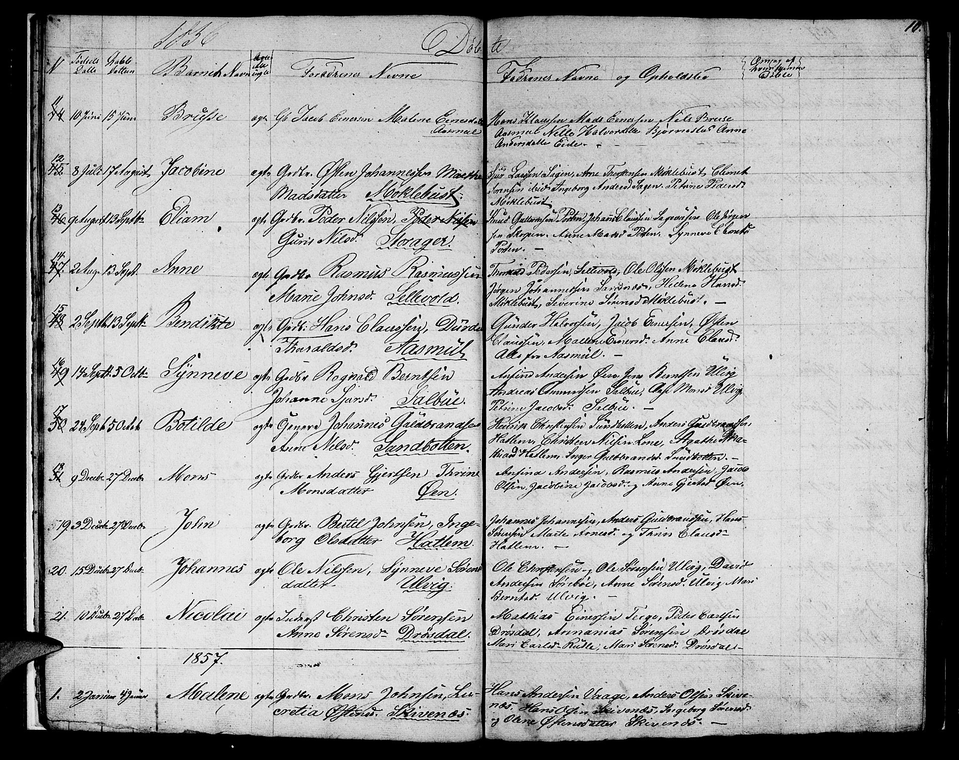 Hyllestad sokneprestembete, SAB/A-80401: Parish register (copy) no. C 1, 1853-1873, p. 10