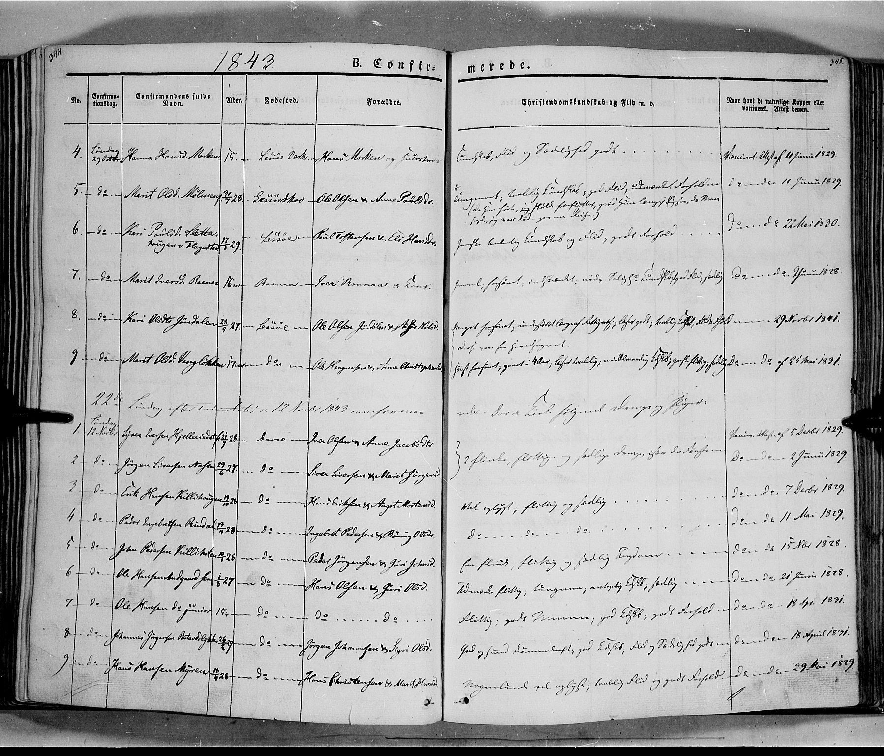 Lesja prestekontor, AV/SAH-PREST-068/H/Ha/Haa/L0006: Parish register (official) no. 6A, 1843-1854, p. 344-345