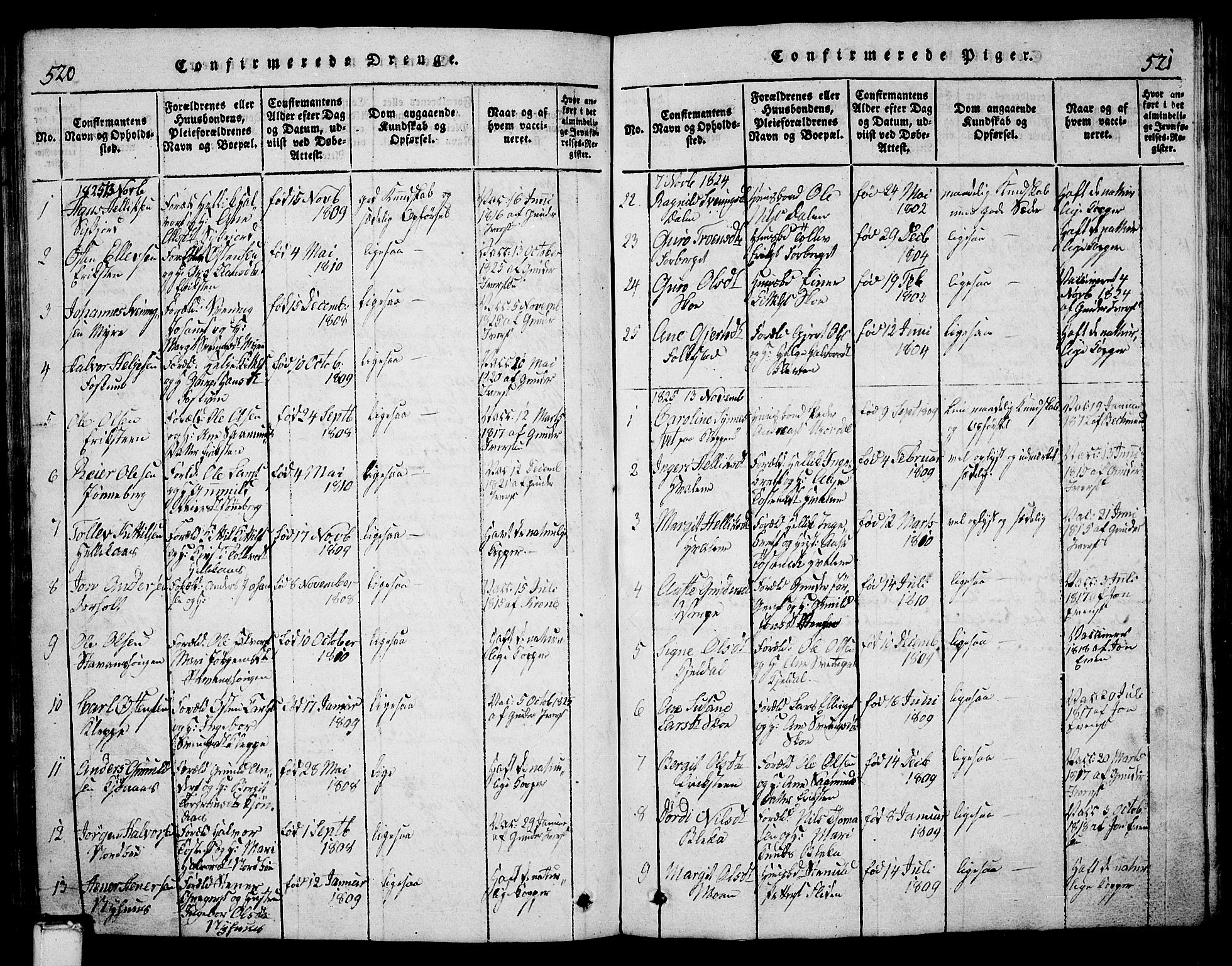 Bø kirkebøker, SAKO/A-257/G/Ga/L0001: Parish register (copy) no. 1, 1815-1831, p. 520-521