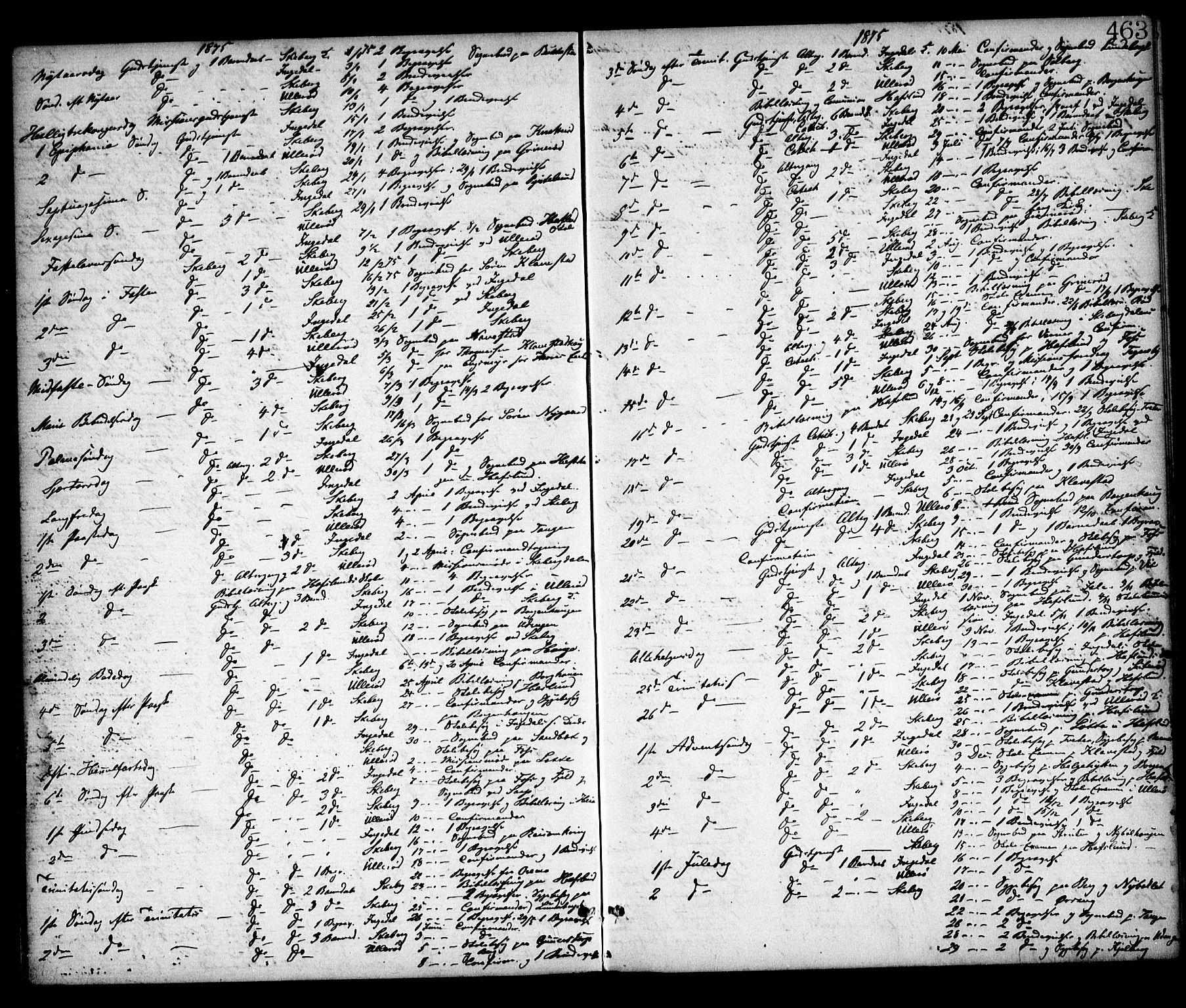 Skjeberg prestekontor Kirkebøker, SAO/A-10923/F/Fa/L0008: Parish register (official) no. I 8, 1869-1885, p. 463