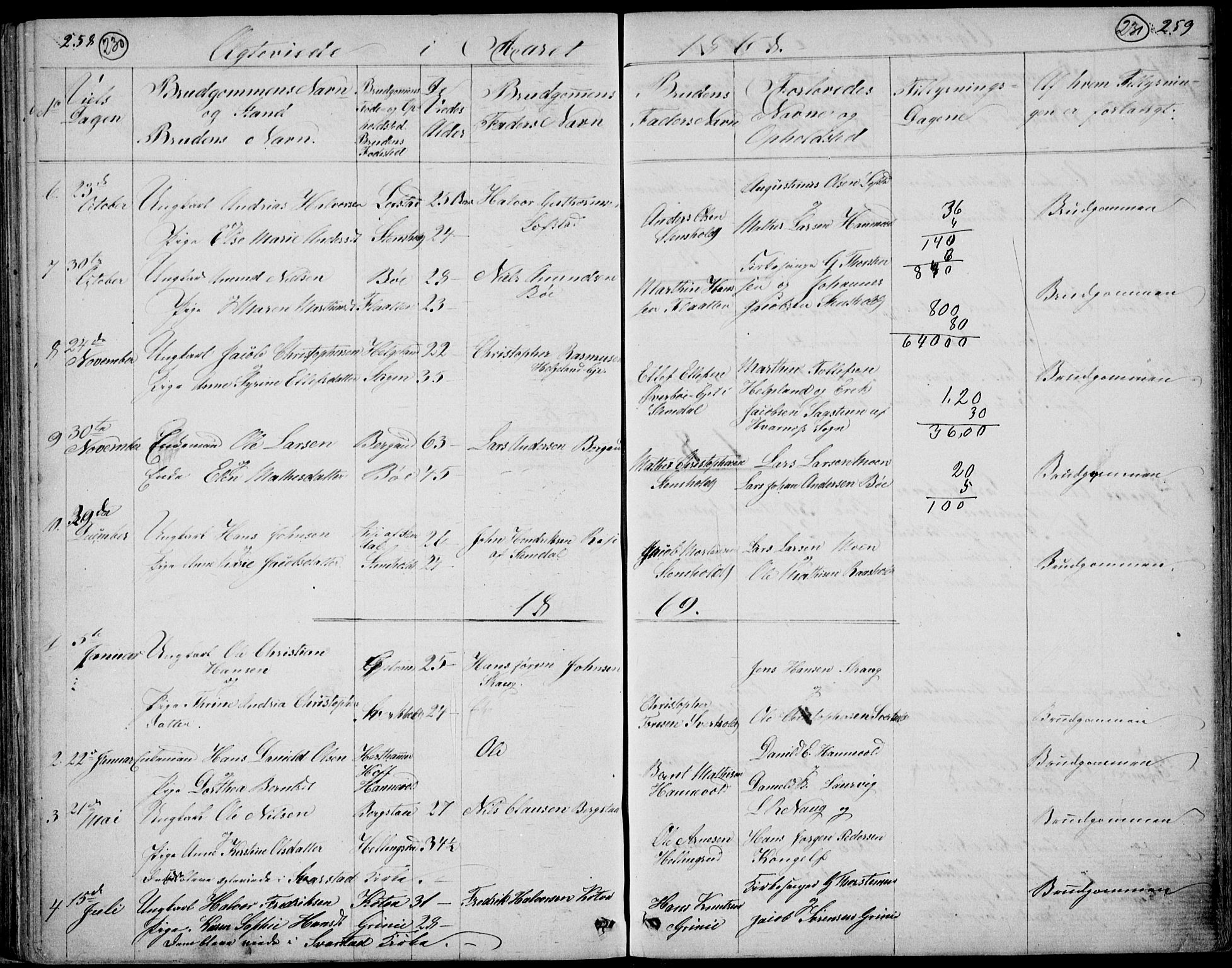 Lardal kirkebøker, AV/SAKO-A-350/G/Gc/L0001: Parish register (copy) no. III 1, 1859-1893, p. 258-259