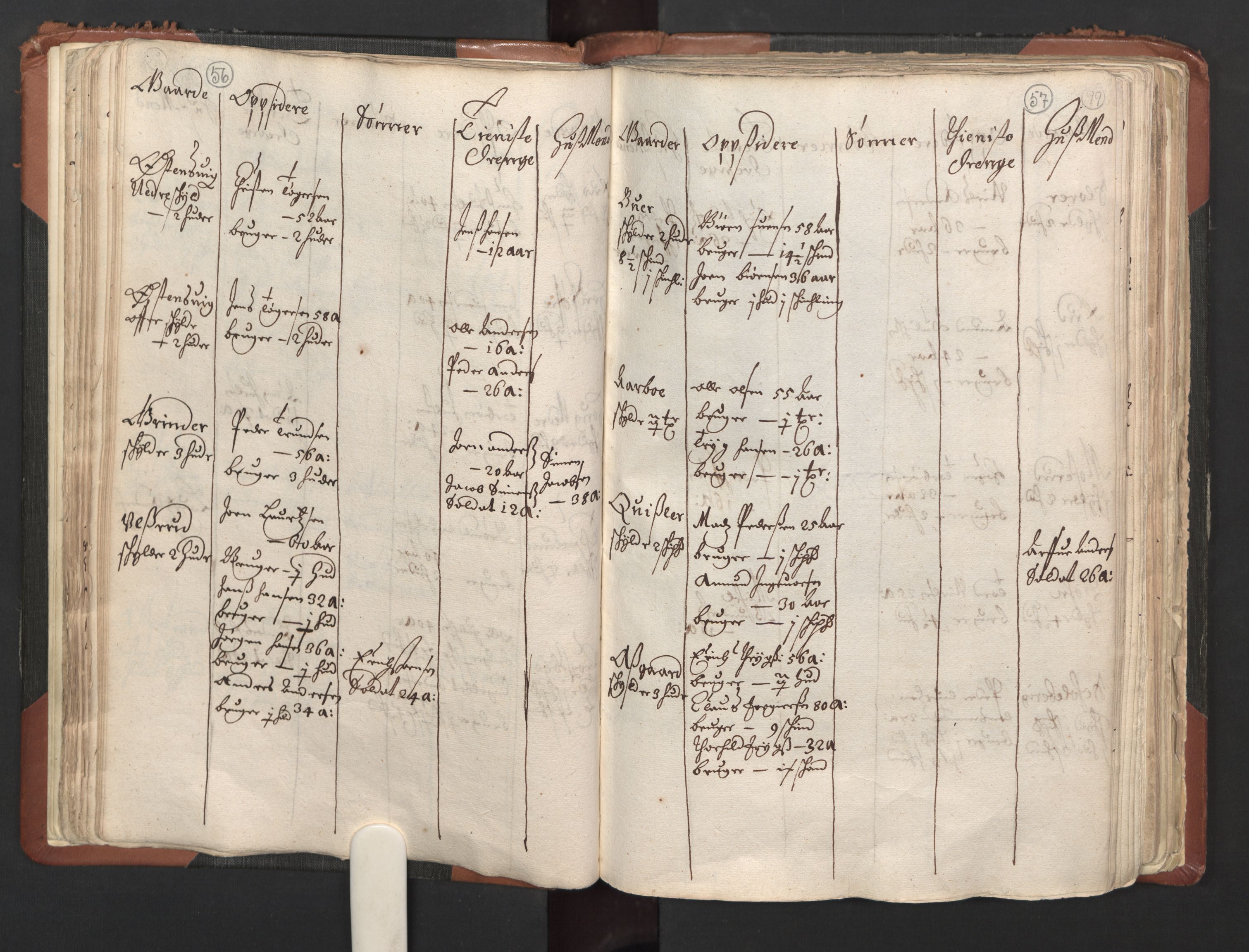 RA, Bailiff's Census 1664-1666, no. 1: Modern Østfold county, 1664, p. 56-57