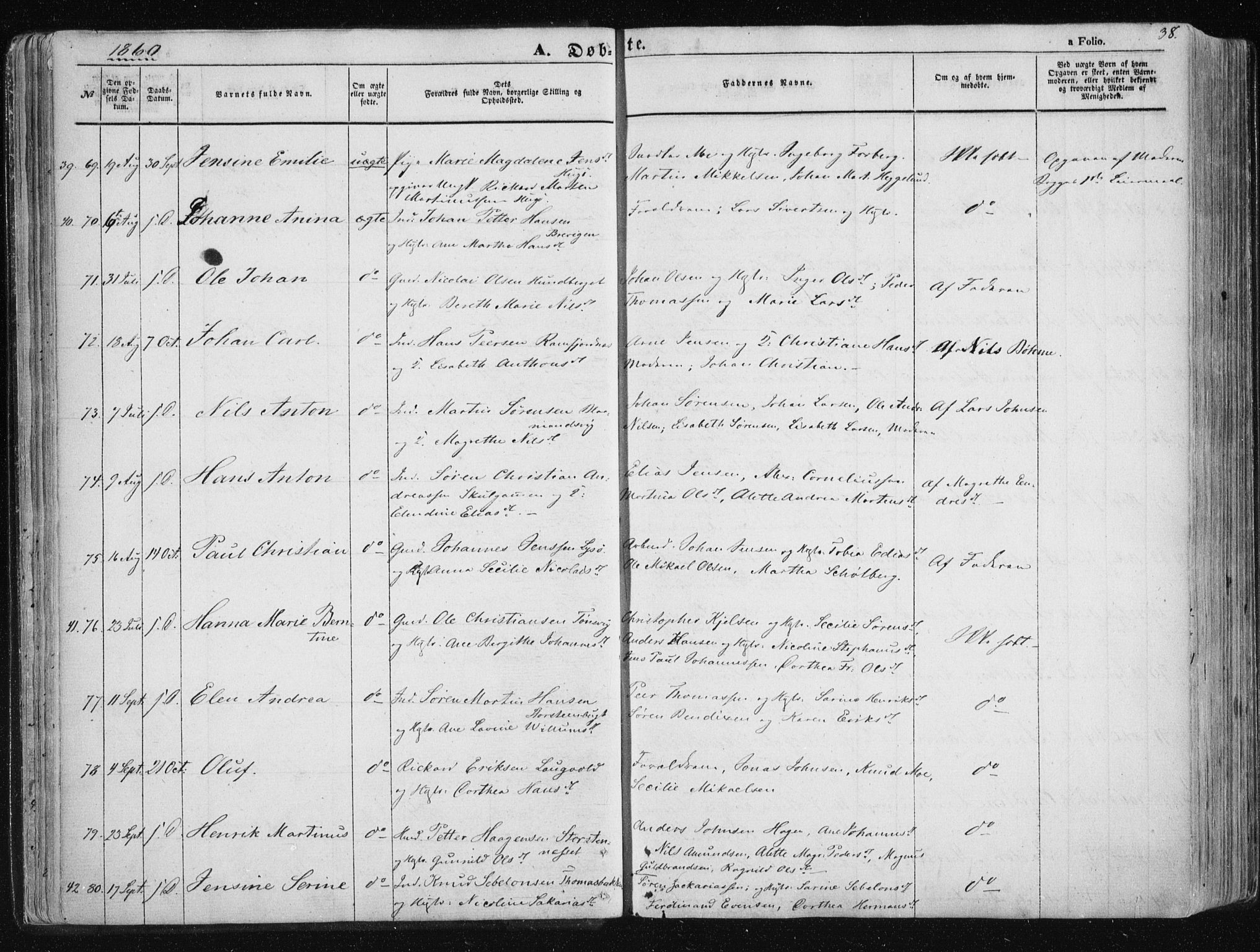 Tromsøysund sokneprestkontor, SATØ/S-1304/G/Ga/L0001kirke: Parish register (official) no. 1, 1856-1867, p. 38