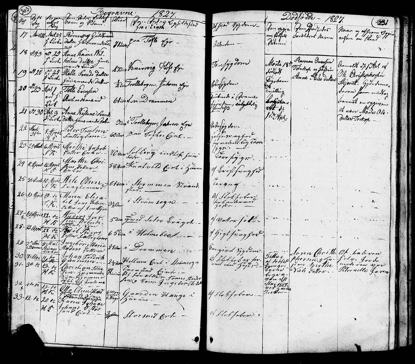 Hurum kirkebøker, SAKO/A-229/G/Ga/L0002: Parish register (copy) no. I 2, 1827-1857, p. 303