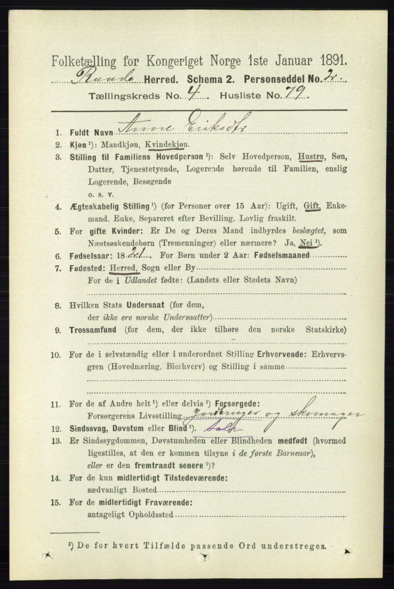 RA, 1891 census for 0135 Råde, 1891, p. 2334