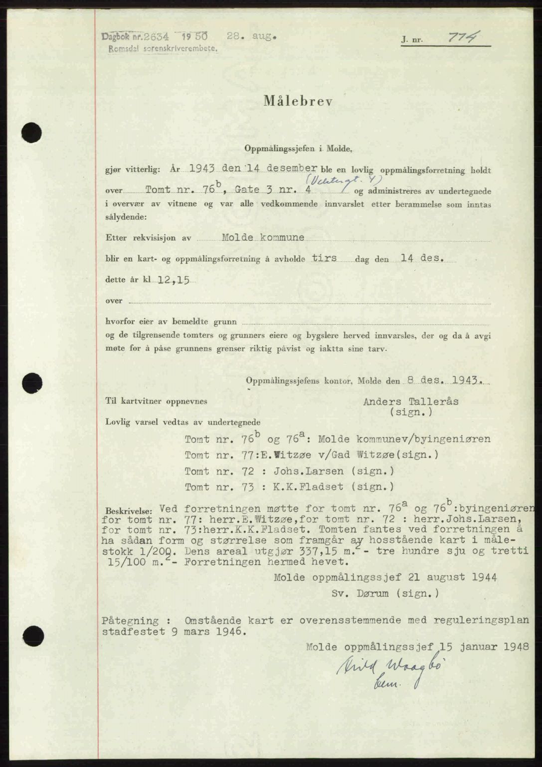 Romsdal sorenskriveri, AV/SAT-A-4149/1/2/2C: Mortgage book no. A34, 1950-1950, Diary no: : 2634/1950