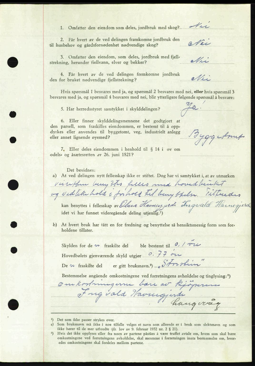 Nordre Sunnmøre sorenskriveri, AV/SAT-A-0006/1/2/2C/2Ca: Mortgage book no. A25, 1947-1947, Diary no: : 1846/1947