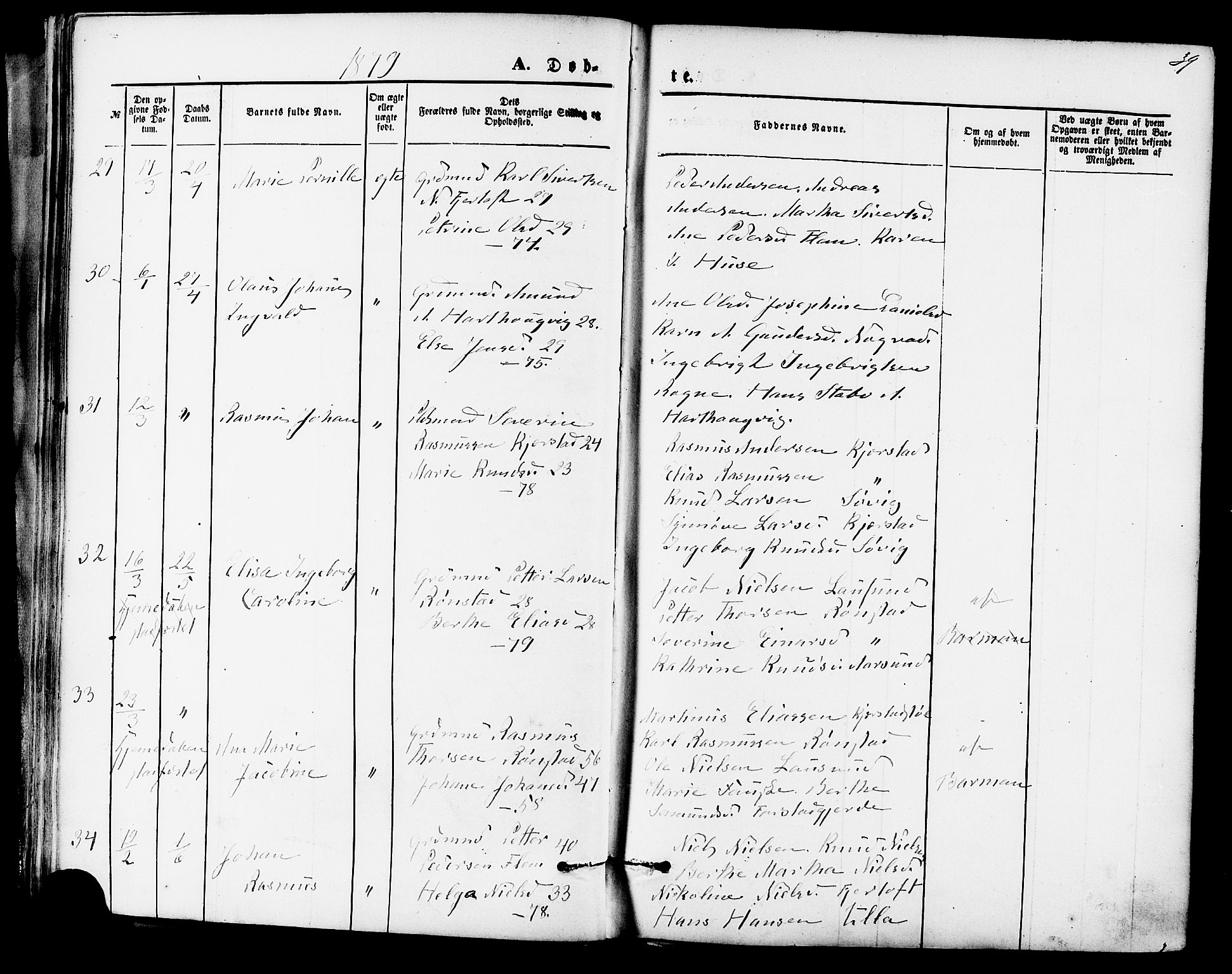 Ministerialprotokoller, klokkerbøker og fødselsregistre - Møre og Romsdal, AV/SAT-A-1454/536/L0500: Parish register (official) no. 536A09, 1876-1889, p. 39