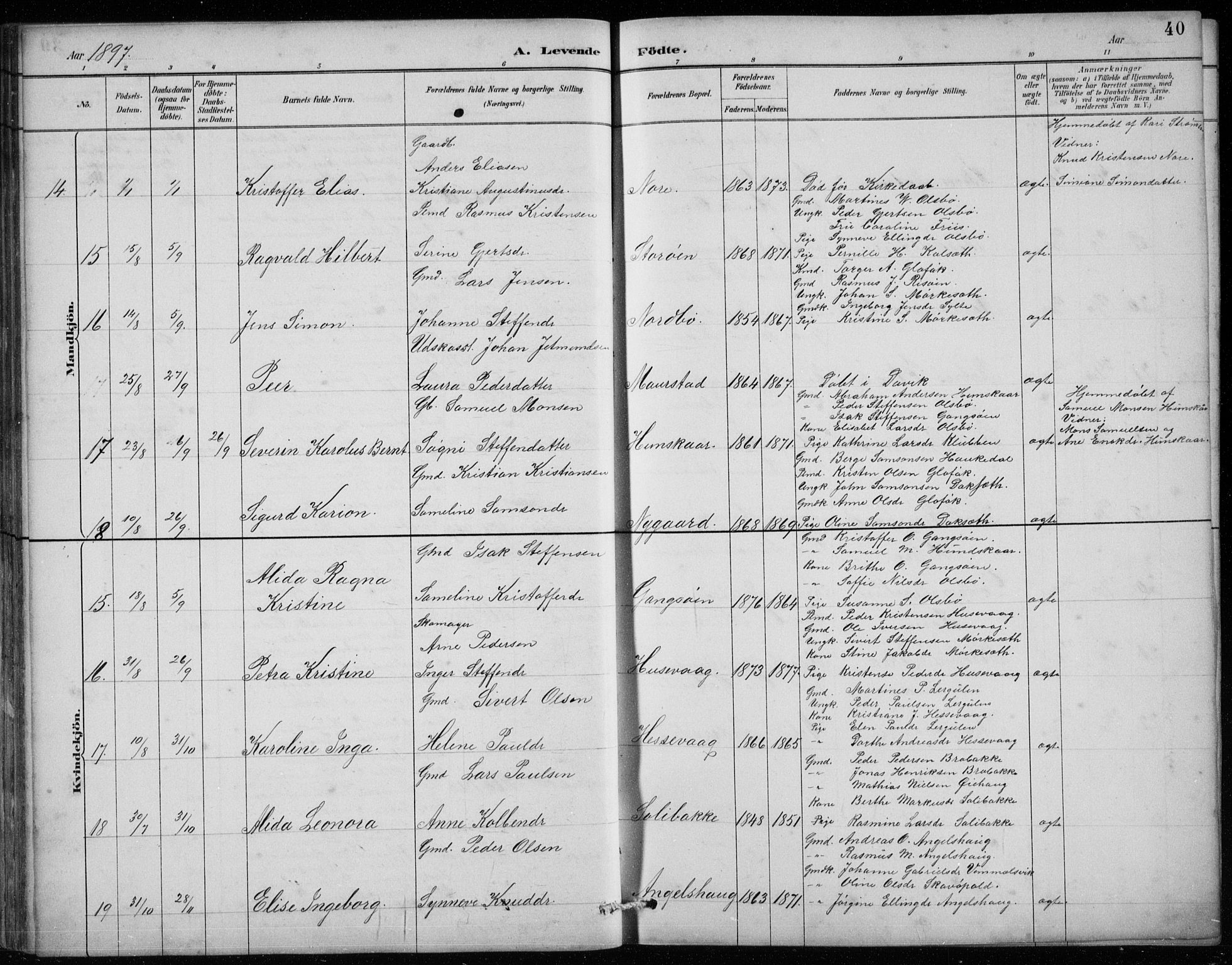 Davik sokneprestembete, AV/SAB-A-79701/H/Hab/Habc/L0002: Parish register (copy) no. C 2, 1889-1906, p. 40