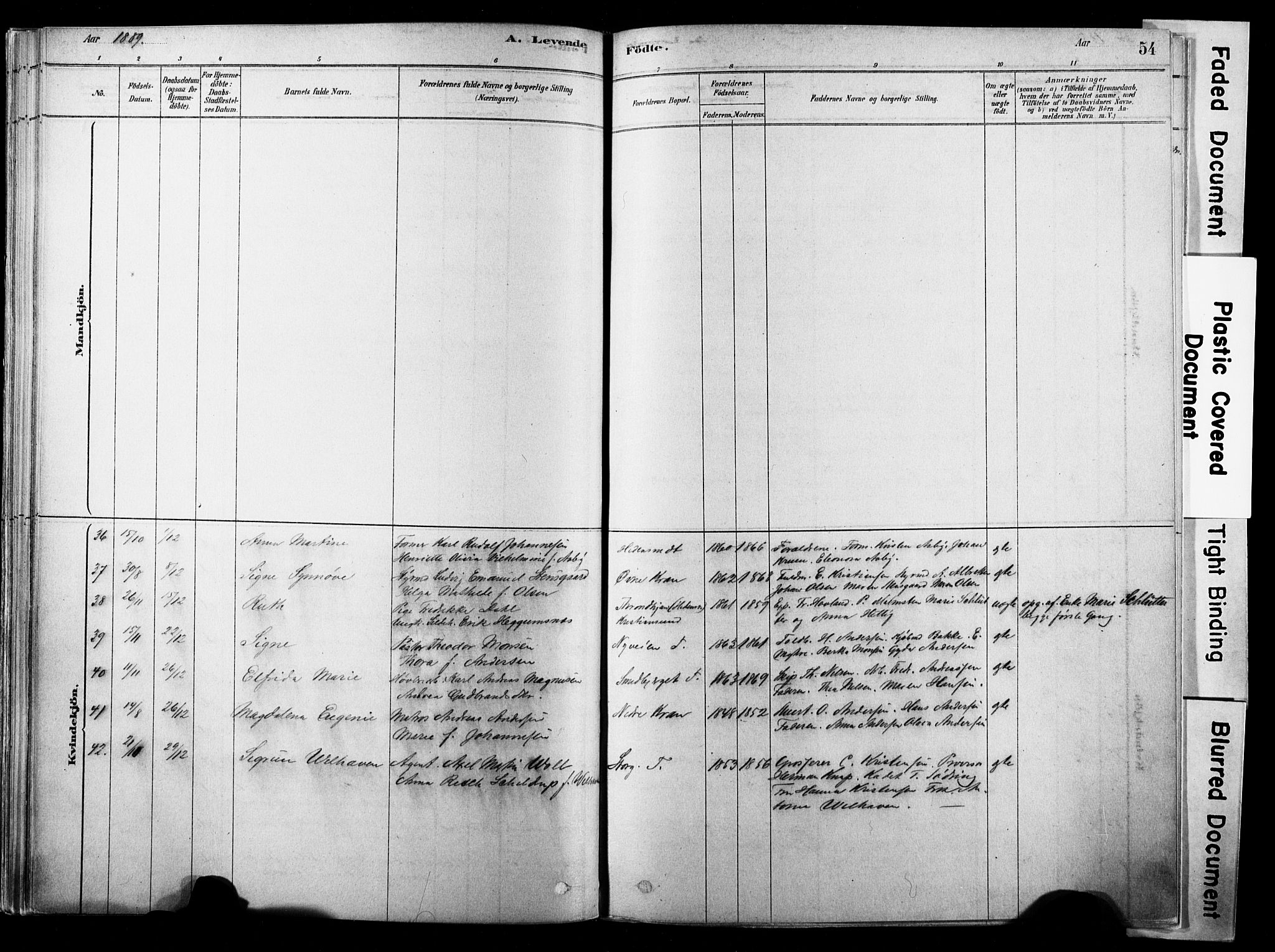 Strømsø kirkebøker, SAKO/A-246/F/Fb/L0006: Parish register (official) no. II 6, 1879-1910, p. 54