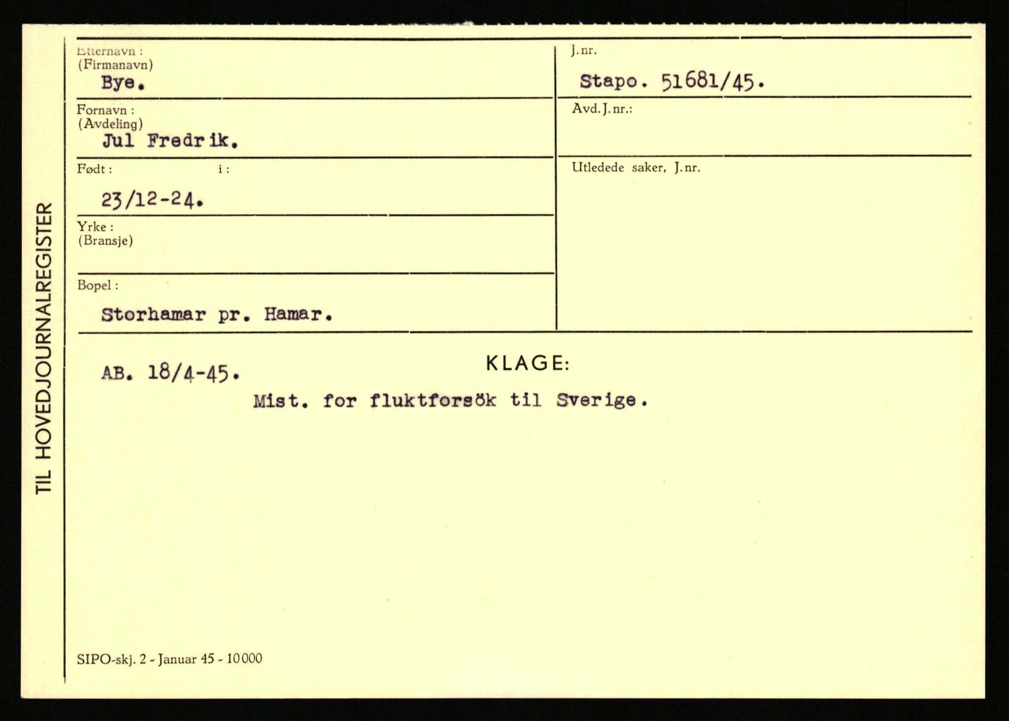 Statspolitiet - Hovedkontoret / Osloavdelingen, AV/RA-S-1329/C/Ca/L0003: Brechan - Eichinger	, 1943-1945, p. 1237