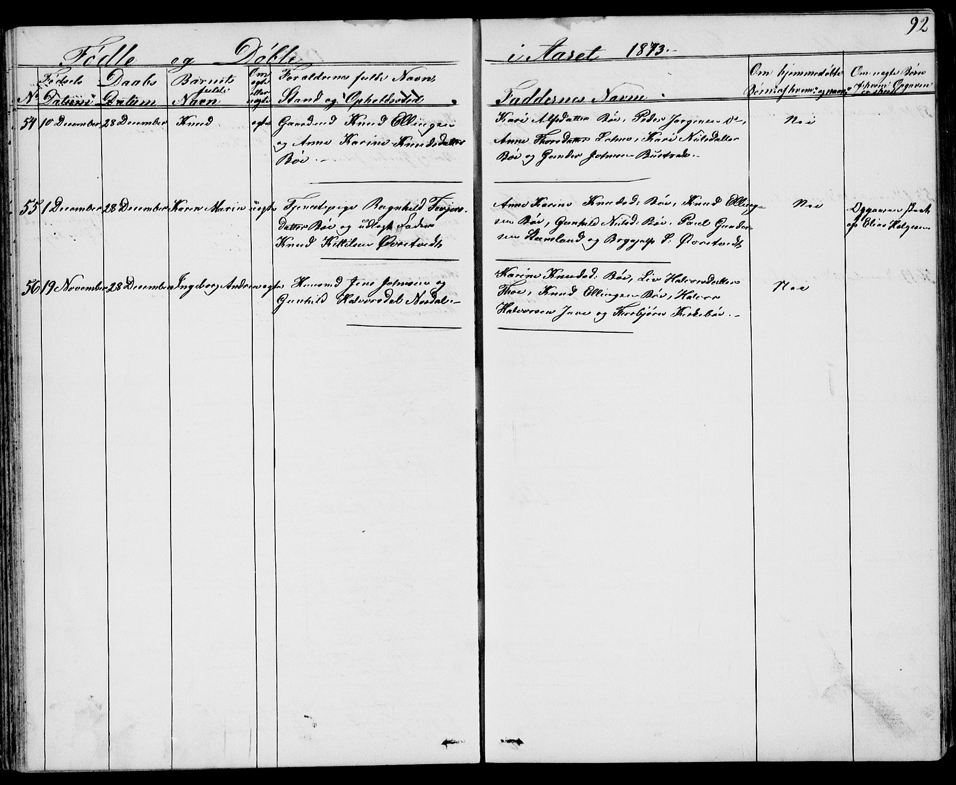 Drangedal kirkebøker, SAKO/A-258/G/Gb/L0001: Parish register (copy) no. II 1, 1856-1894, p. 92