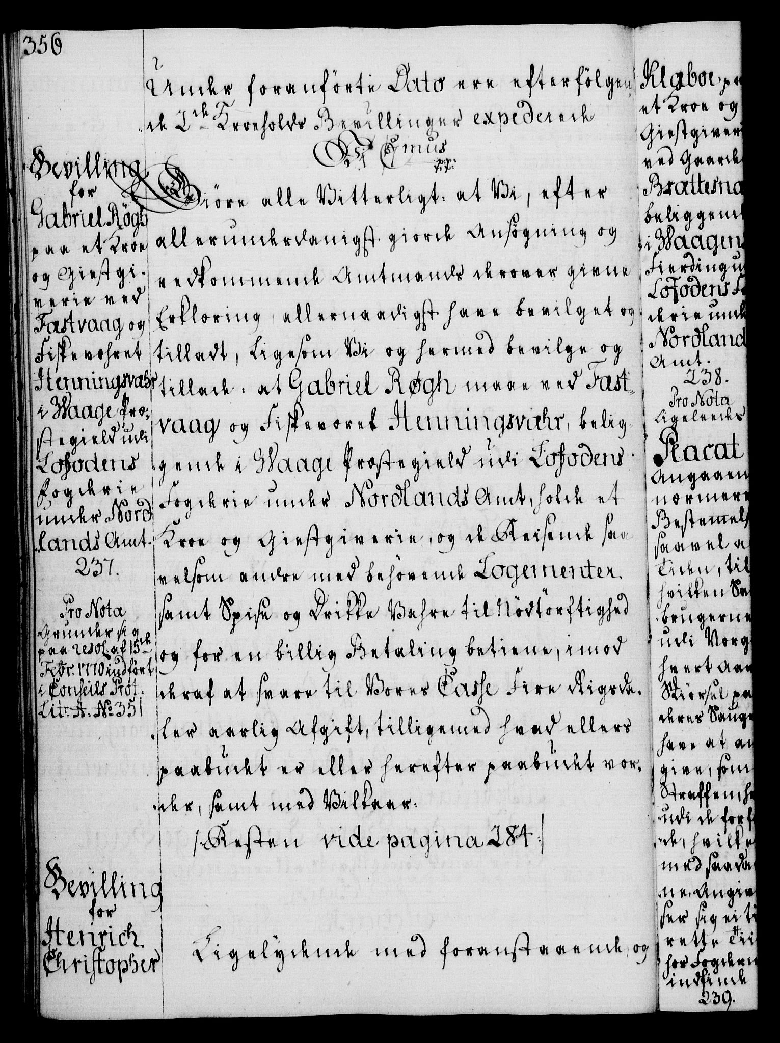 Rentekammeret, Kammerkanselliet, AV/RA-EA-3111/G/Gg/Gga/L0008: Norsk ekspedisjonsprotokoll med register (merket RK 53.8), 1768-1771, p. 356