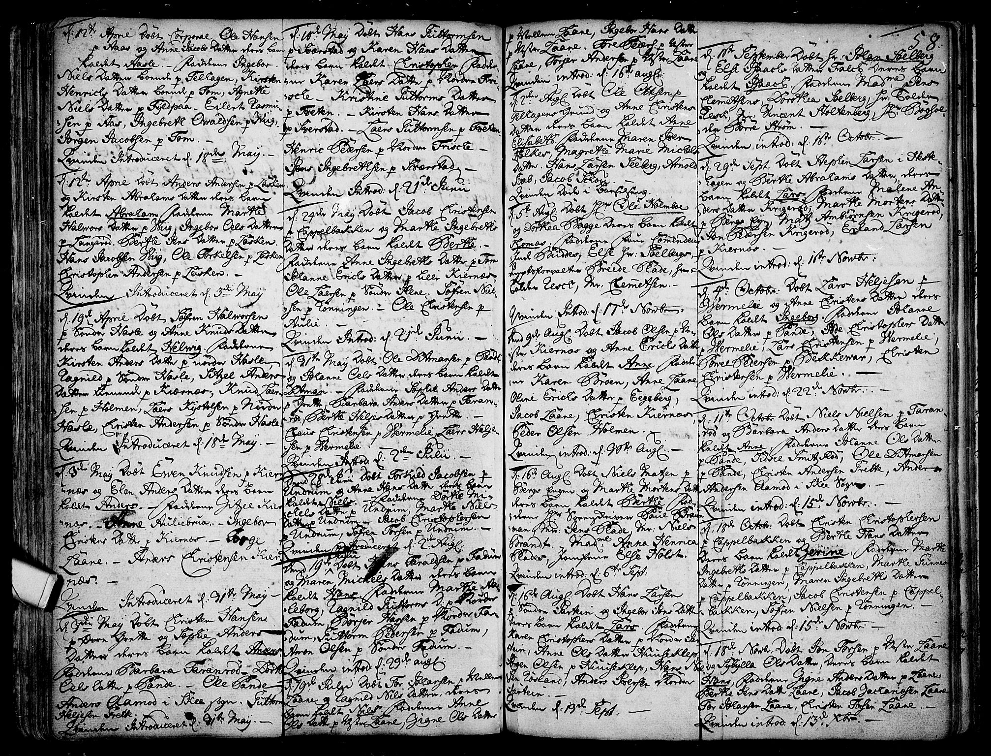 Sem kirkebøker, AV/SAKO-A-5/F/Fa/L0001: Parish register (official) no. I 1, 1702-1763, p. 58