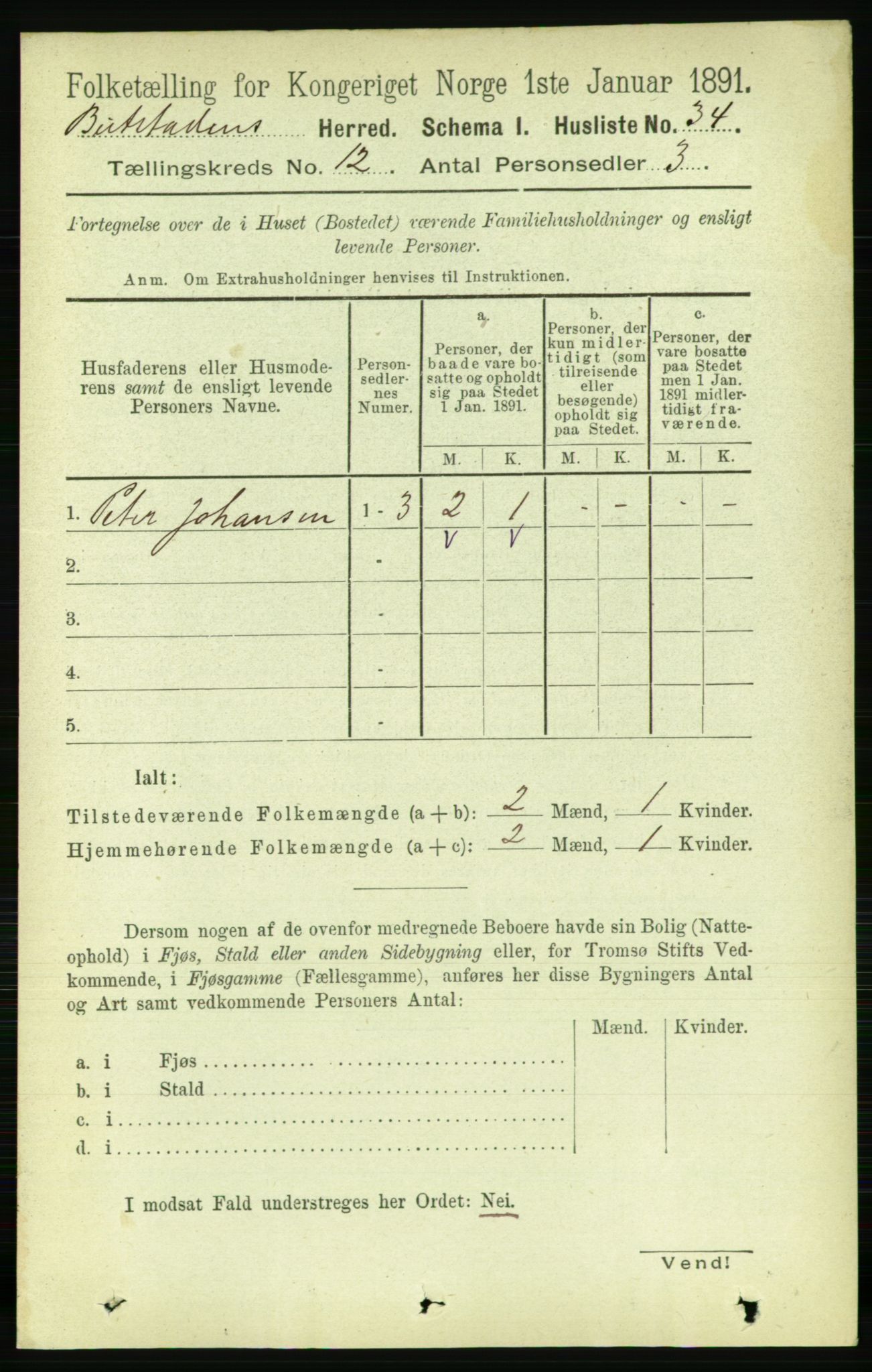 RA, 1891 census for 1727 Beitstad, 1891, p. 3361