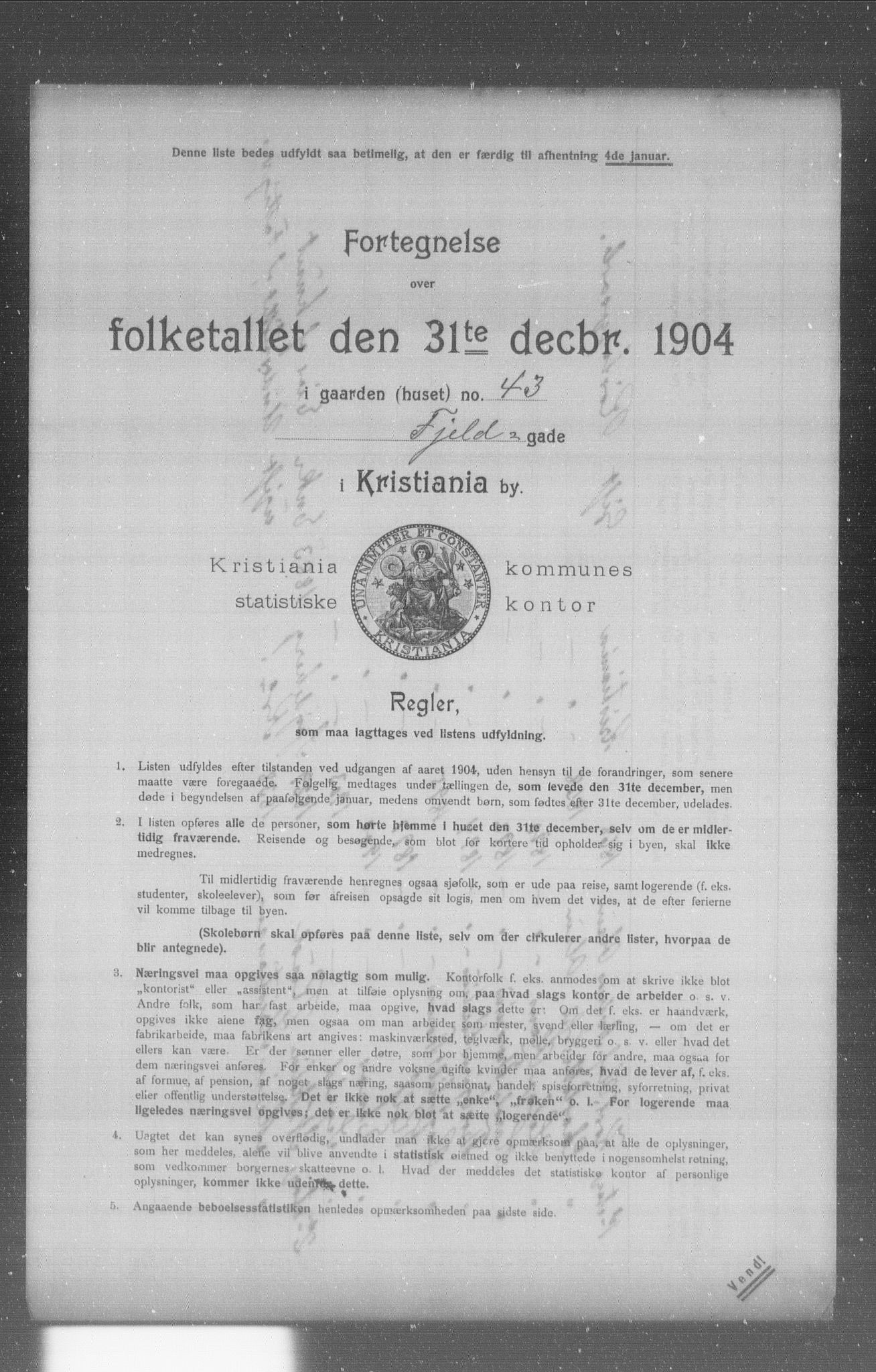 OBA, Municipal Census 1904 for Kristiania, 1904, p. 5025