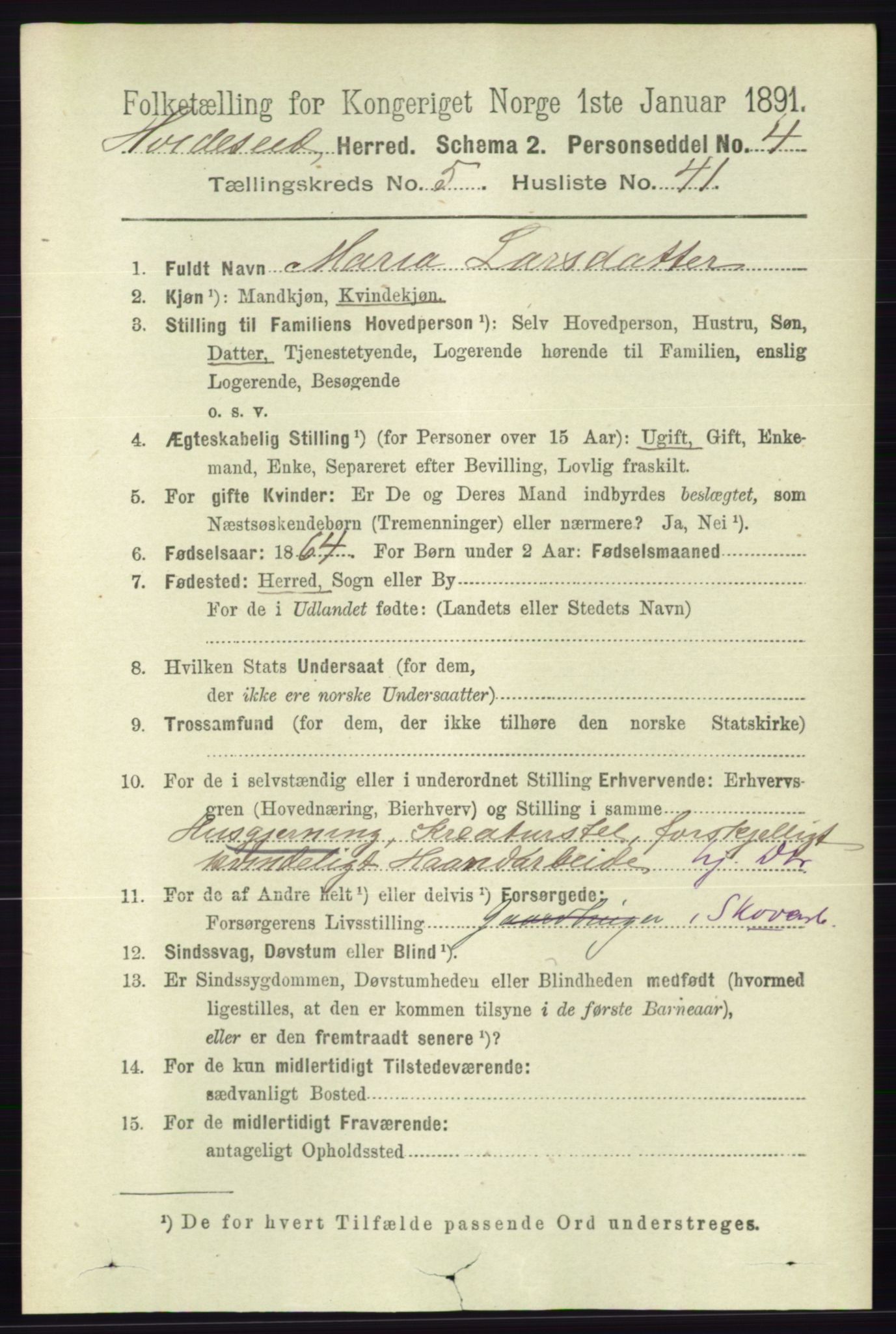 RA, 1891 census for 0829 Kviteseid, 1891, p. 1122