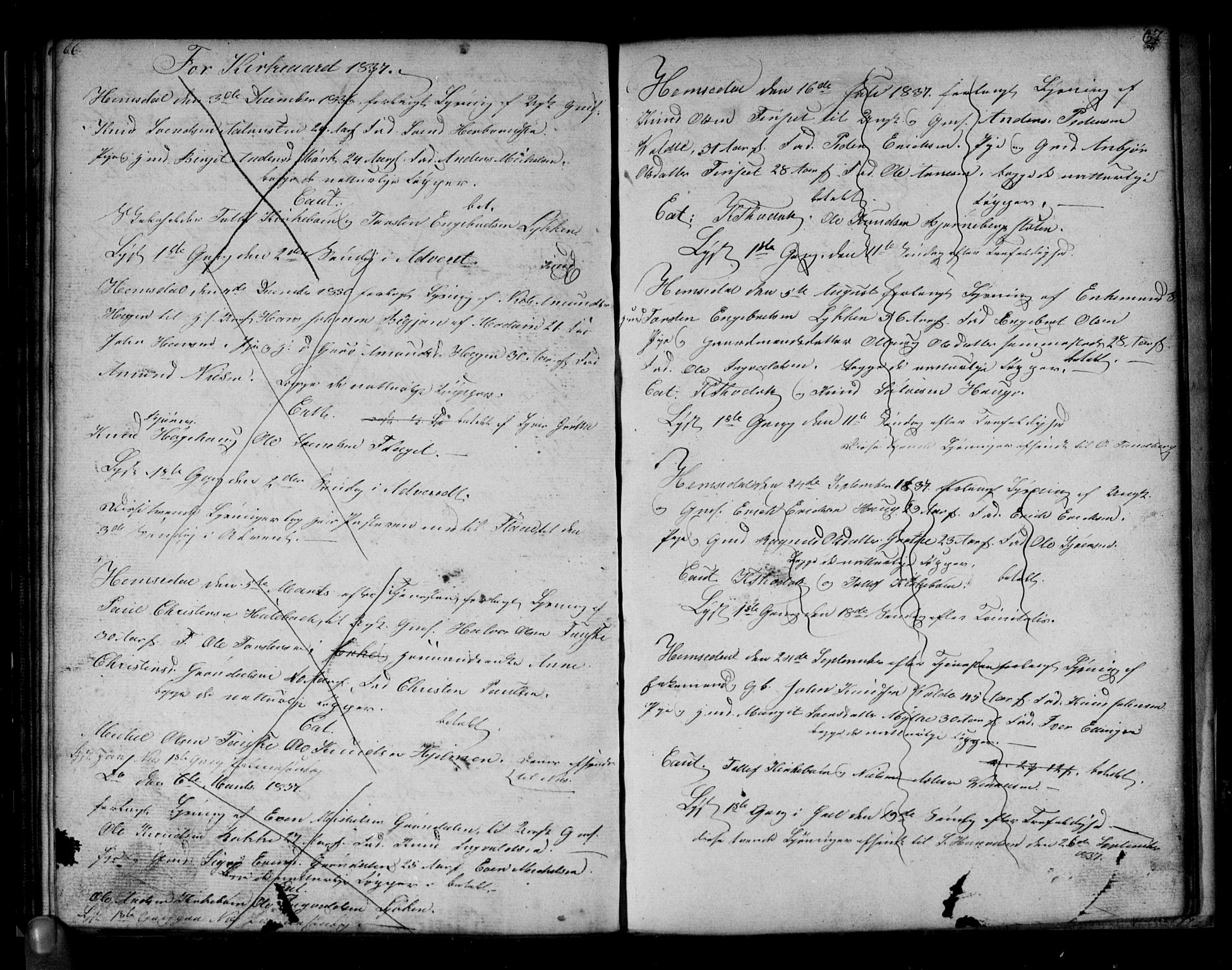 Gol kirkebøker, AV/SAKO-A-226/G/Gb/L0001: Parish register (copy) no. II 1, 1831-1838, p. 66-67