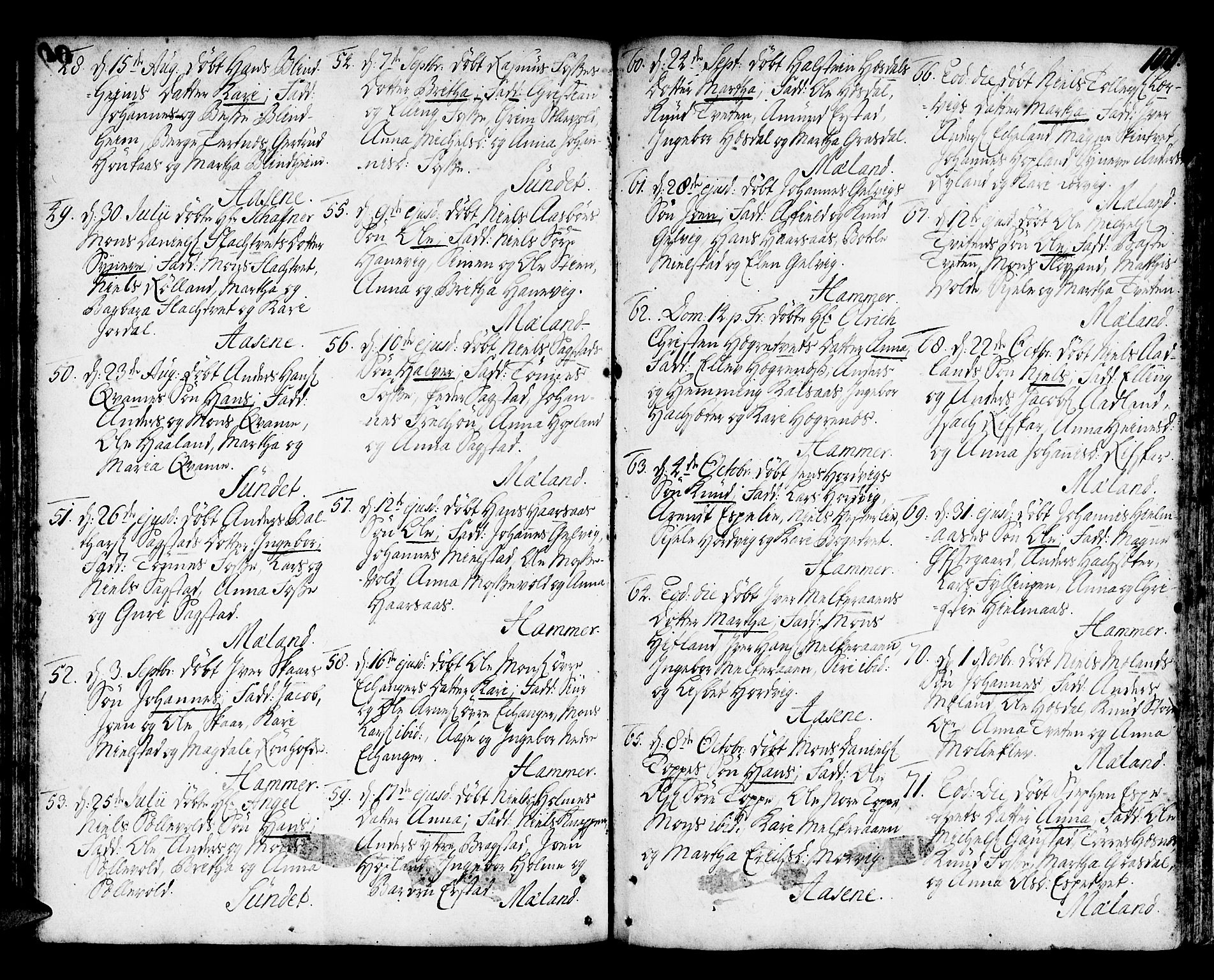 Hamre sokneprestembete, AV/SAB-A-75501/H/Ha/Haa/Haaa/L0006: Parish register (official) no. A 6, 1750-1761, p. 100