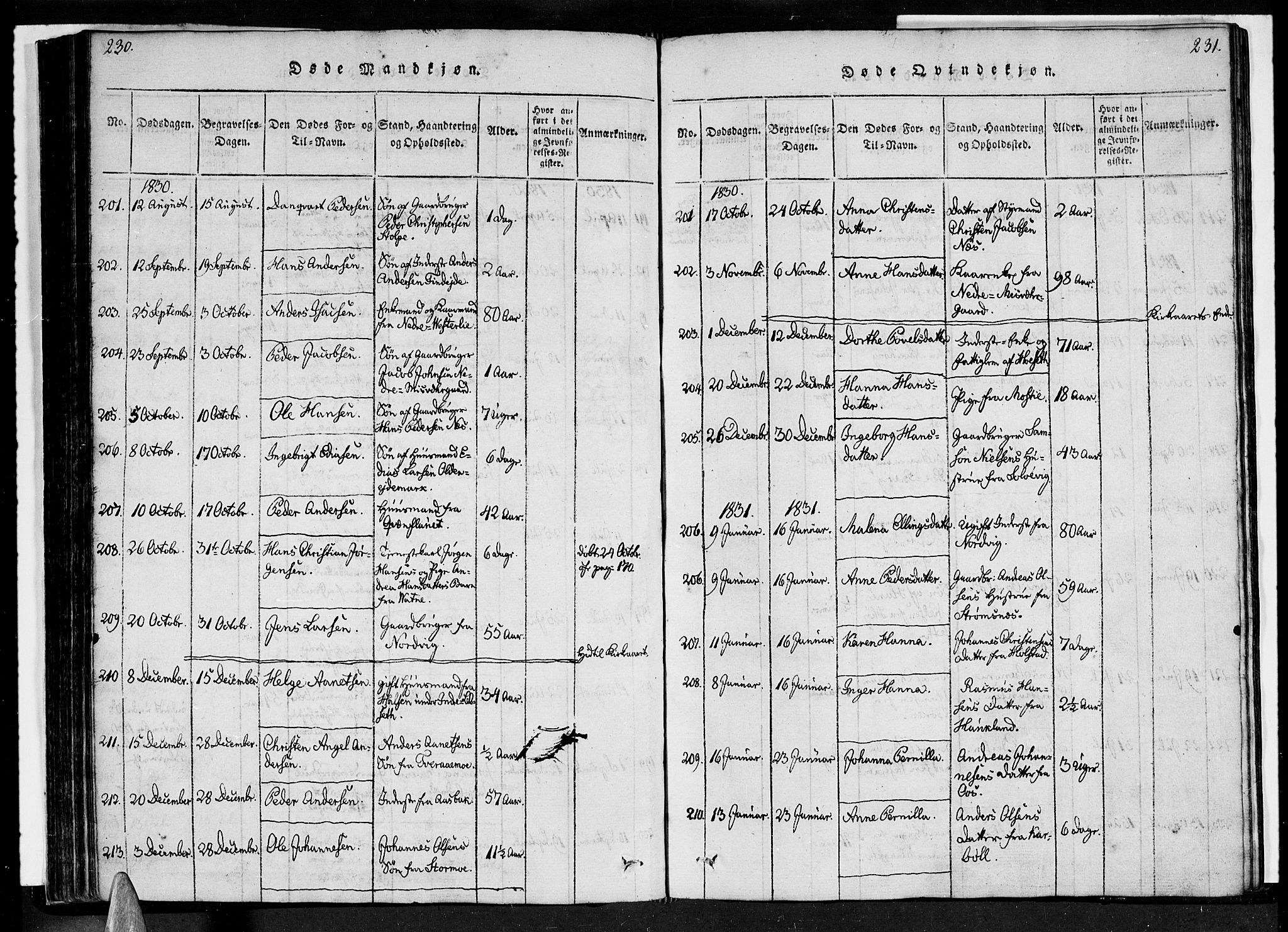 Ministerialprotokoller, klokkerbøker og fødselsregistre - Nordland, AV/SAT-A-1459/852/L0736: Parish register (official) no. 852A06, 1820-1833, p. 230-231