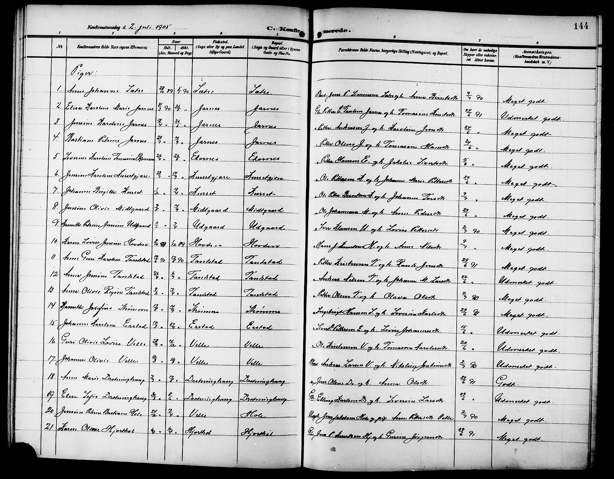 Ministerialprotokoller, klokkerbøker og fødselsregistre - Møre og Romsdal, SAT/A-1454/523/L0341: Parish register (copy) no. 523C04, 1903-1916, p. 144