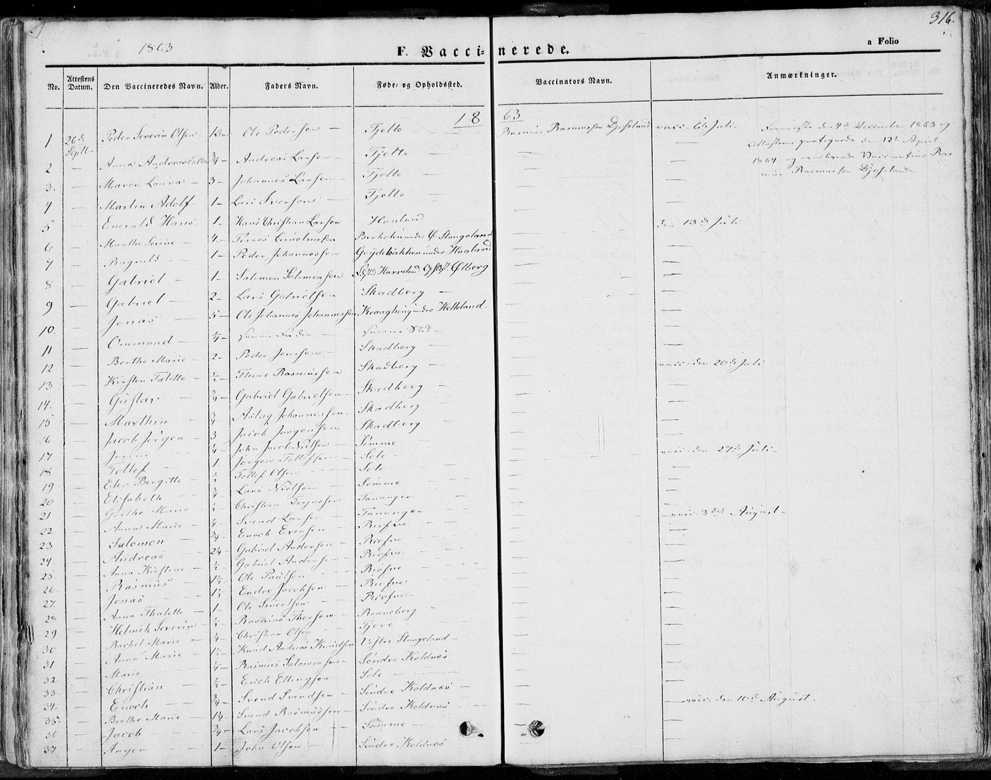 Håland sokneprestkontor, SAST/A-101802/001/30BA/L0008: Parish register (official) no. A 7.2, 1854-1870, p. 316