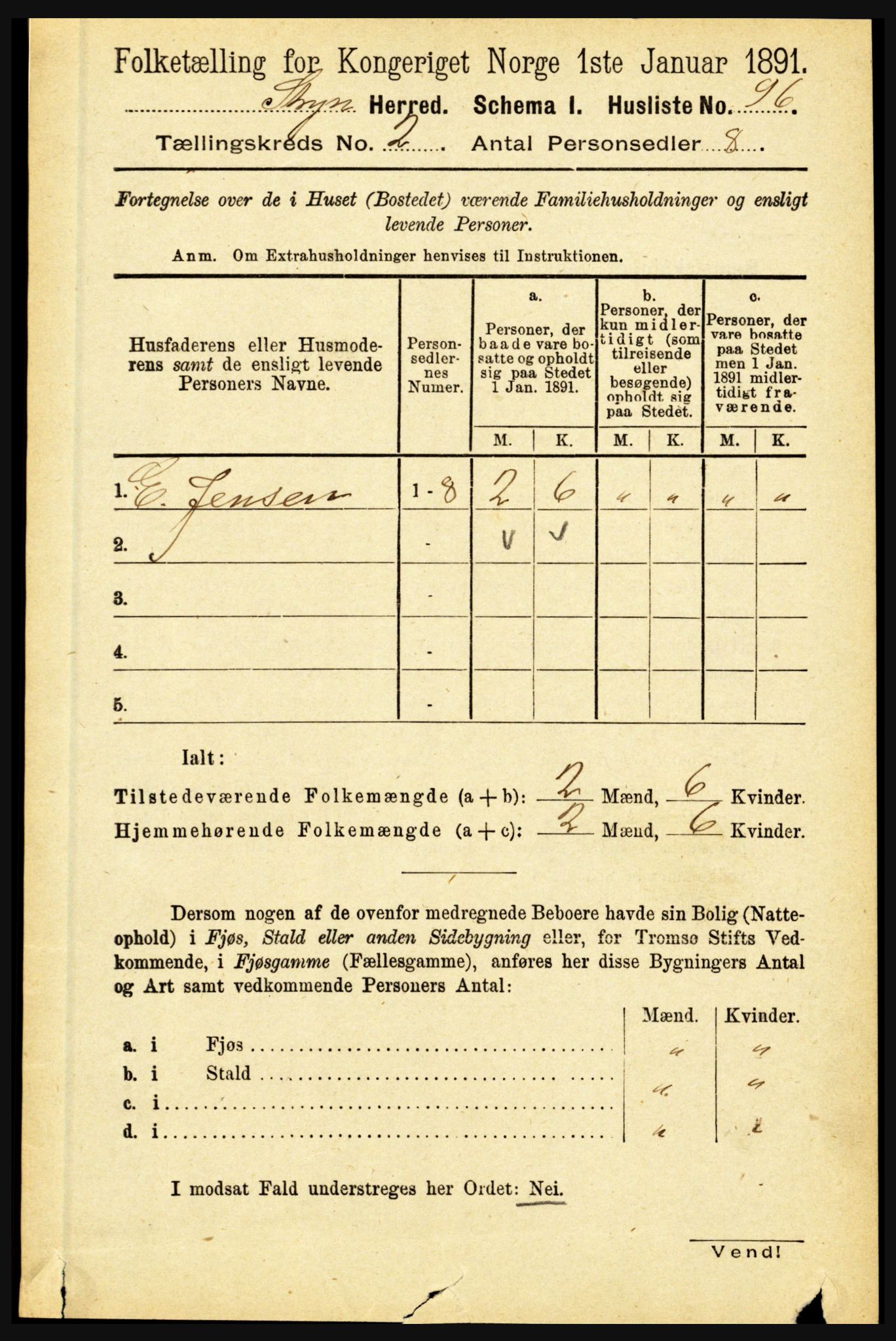 RA, 1891 census for 1448 Stryn, 1891, p. 336