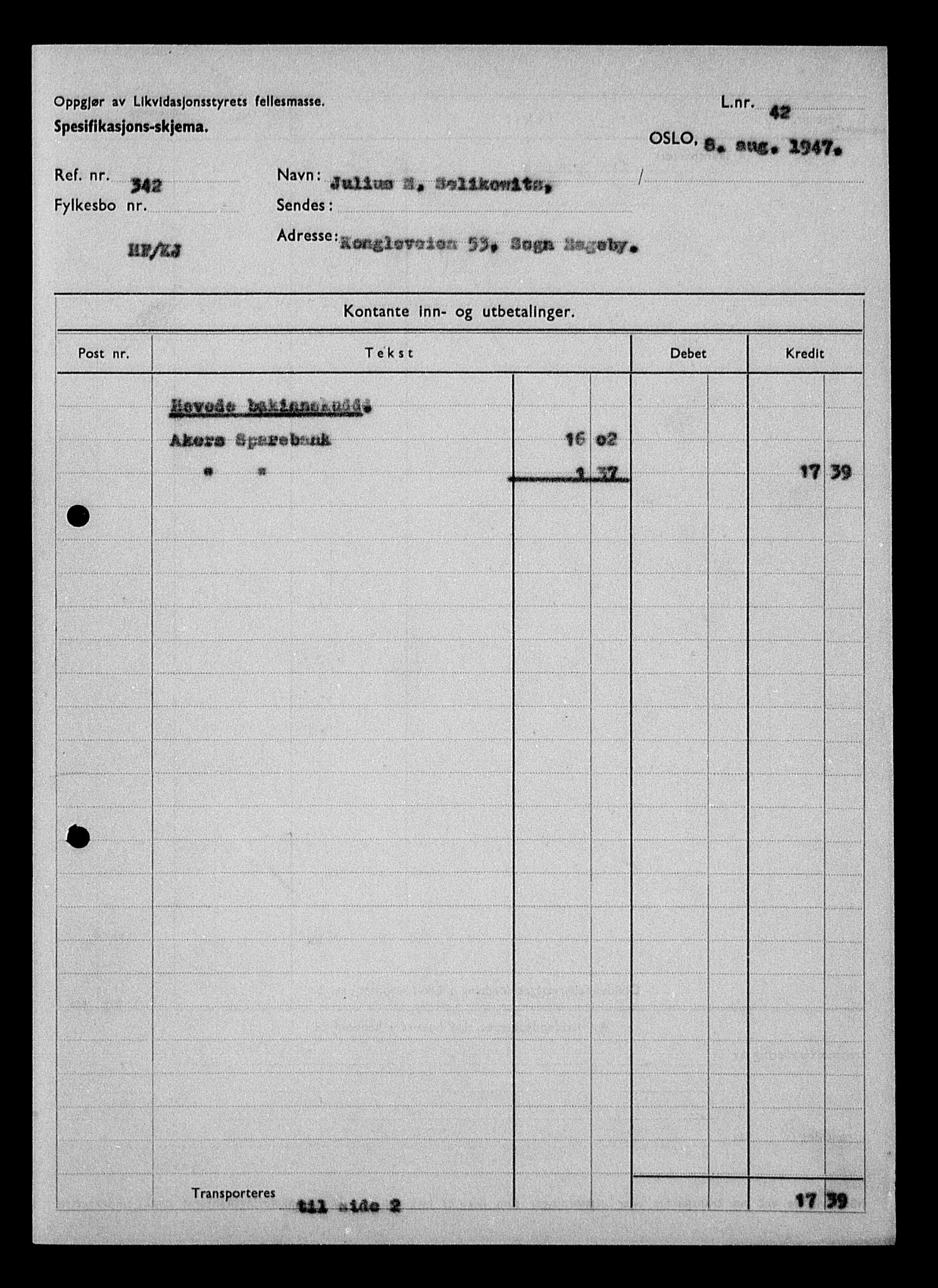 Justisdepartementet, Tilbakeføringskontoret for inndratte formuer, RA/S-1564/H/Hc/Hcc/L0980: --, 1945-1947, p. 614