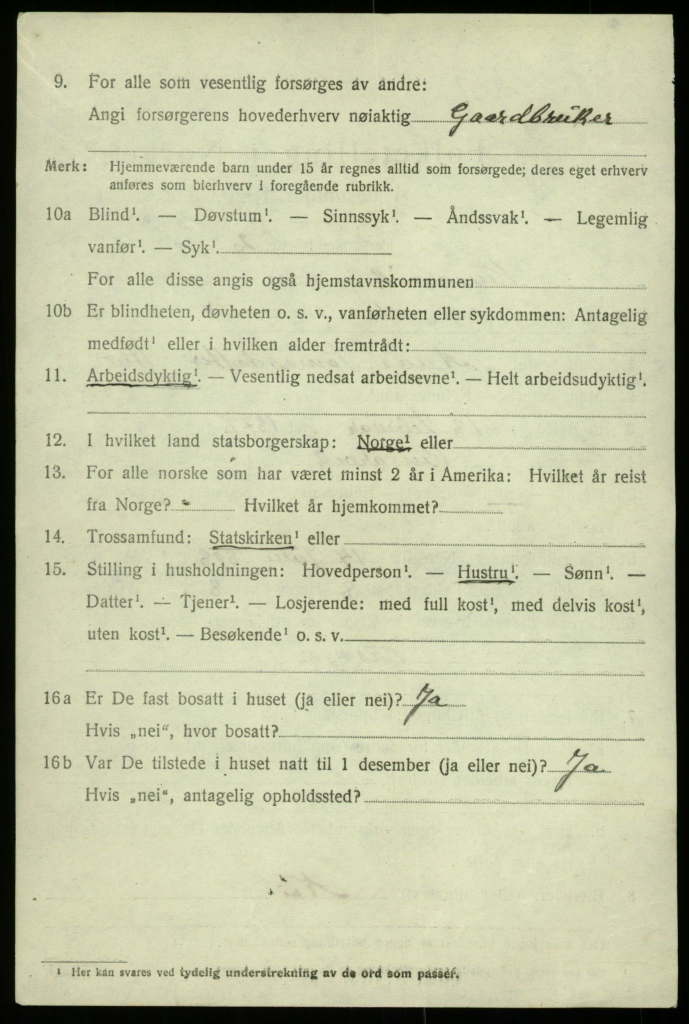 SAB, 1920 census for Kinsarvik, 1920, p. 2609