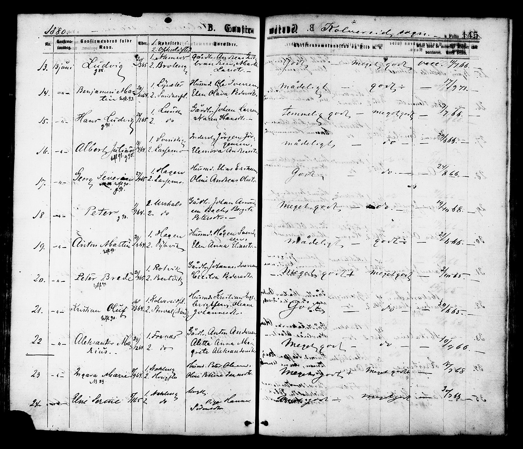 Ministerialprotokoller, klokkerbøker og fødselsregistre - Nord-Trøndelag, SAT/A-1458/780/L0642: Parish register (official) no. 780A07 /1, 1874-1885, p. 145