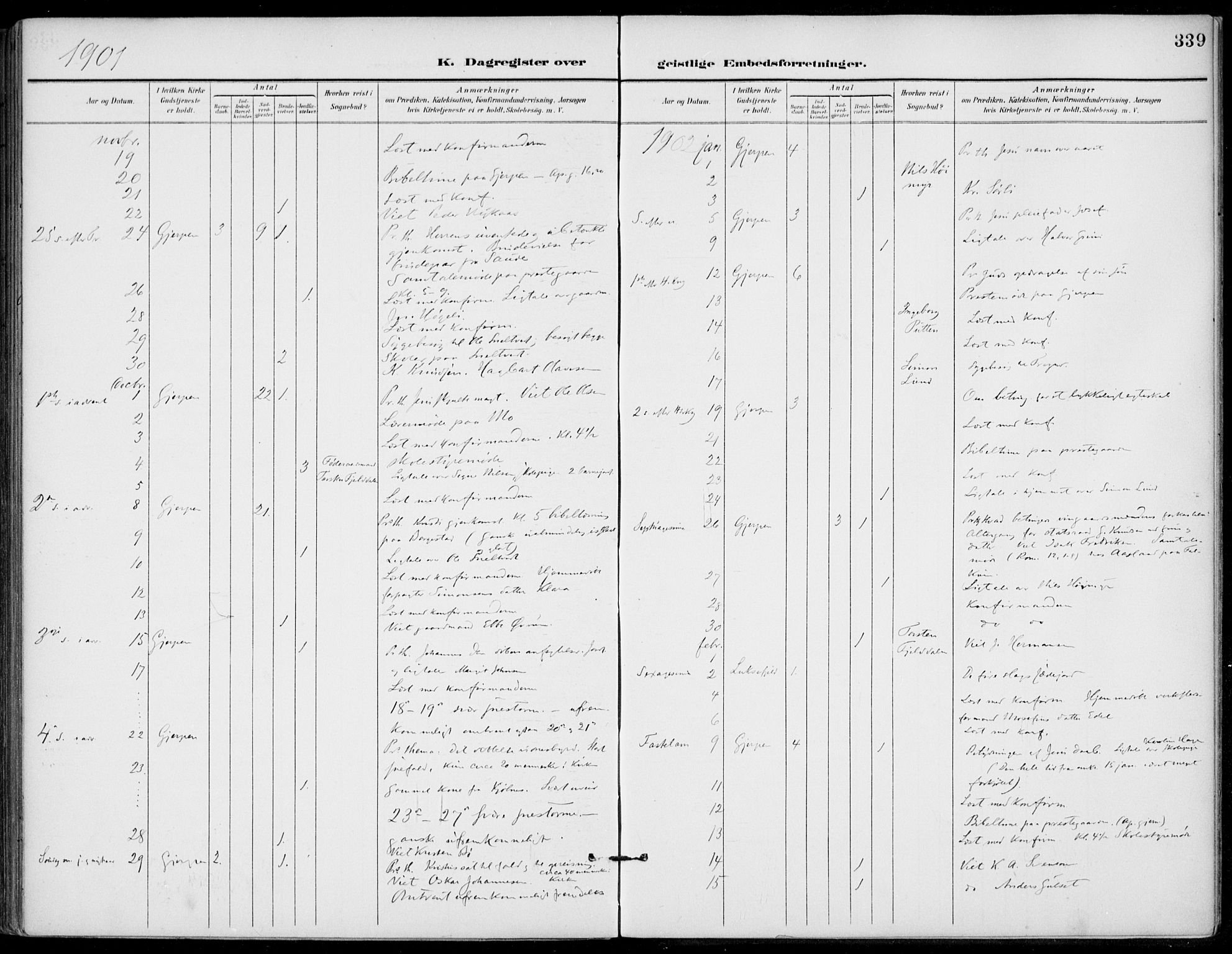 Gjerpen kirkebøker, AV/SAKO-A-265/F/Fa/L0011: Parish register (official) no. I 11, 1896-1904, p. 339