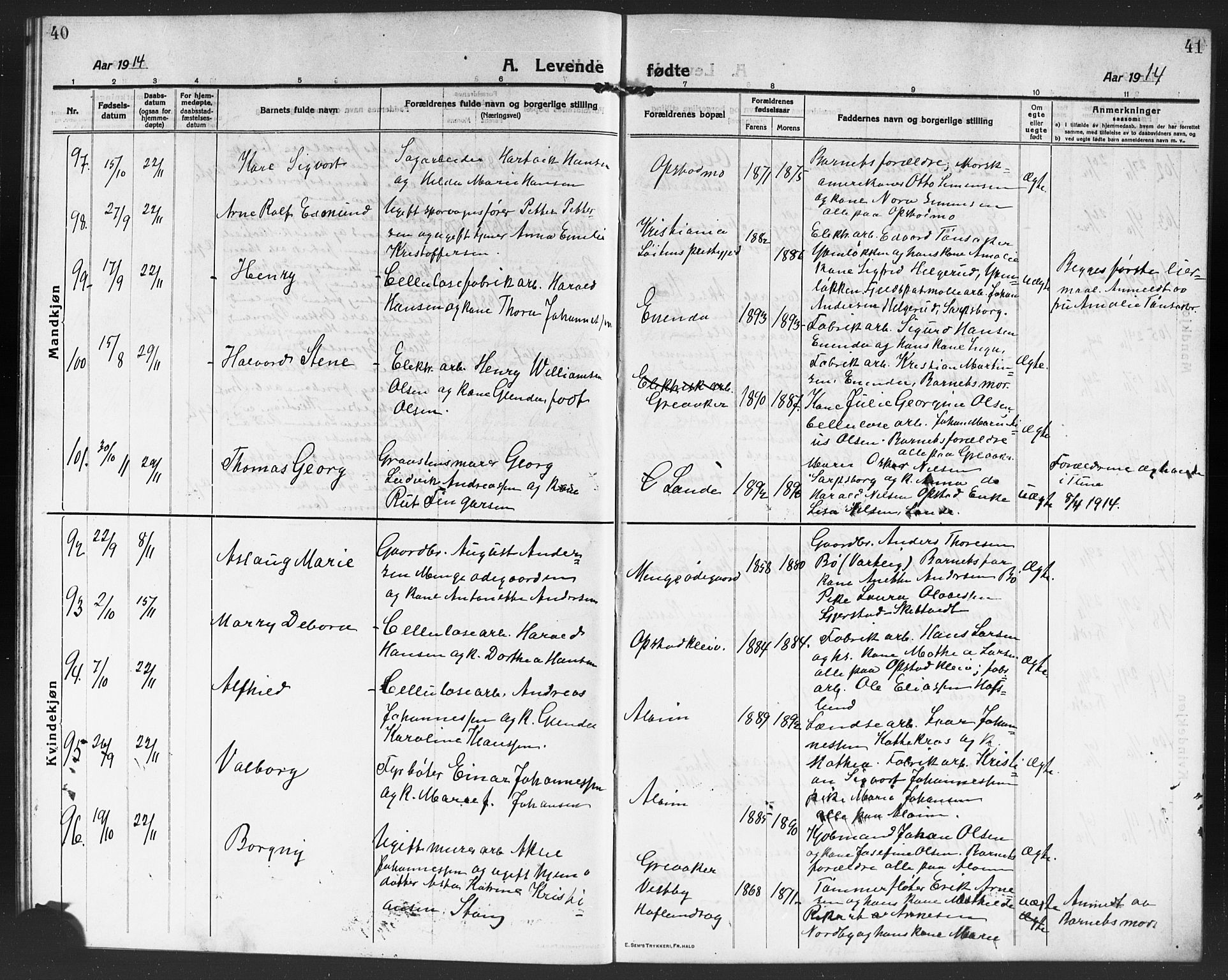 Tune prestekontor Kirkebøker, AV/SAO-A-2007/G/Ga/L0003: Parish register (copy) no. I 3, 1914-1919, p. 40-41