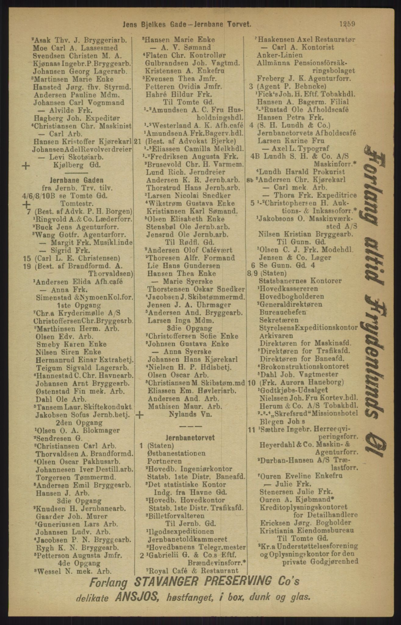 Kristiania/Oslo adressebok, PUBL/-, 1911, p. 1259