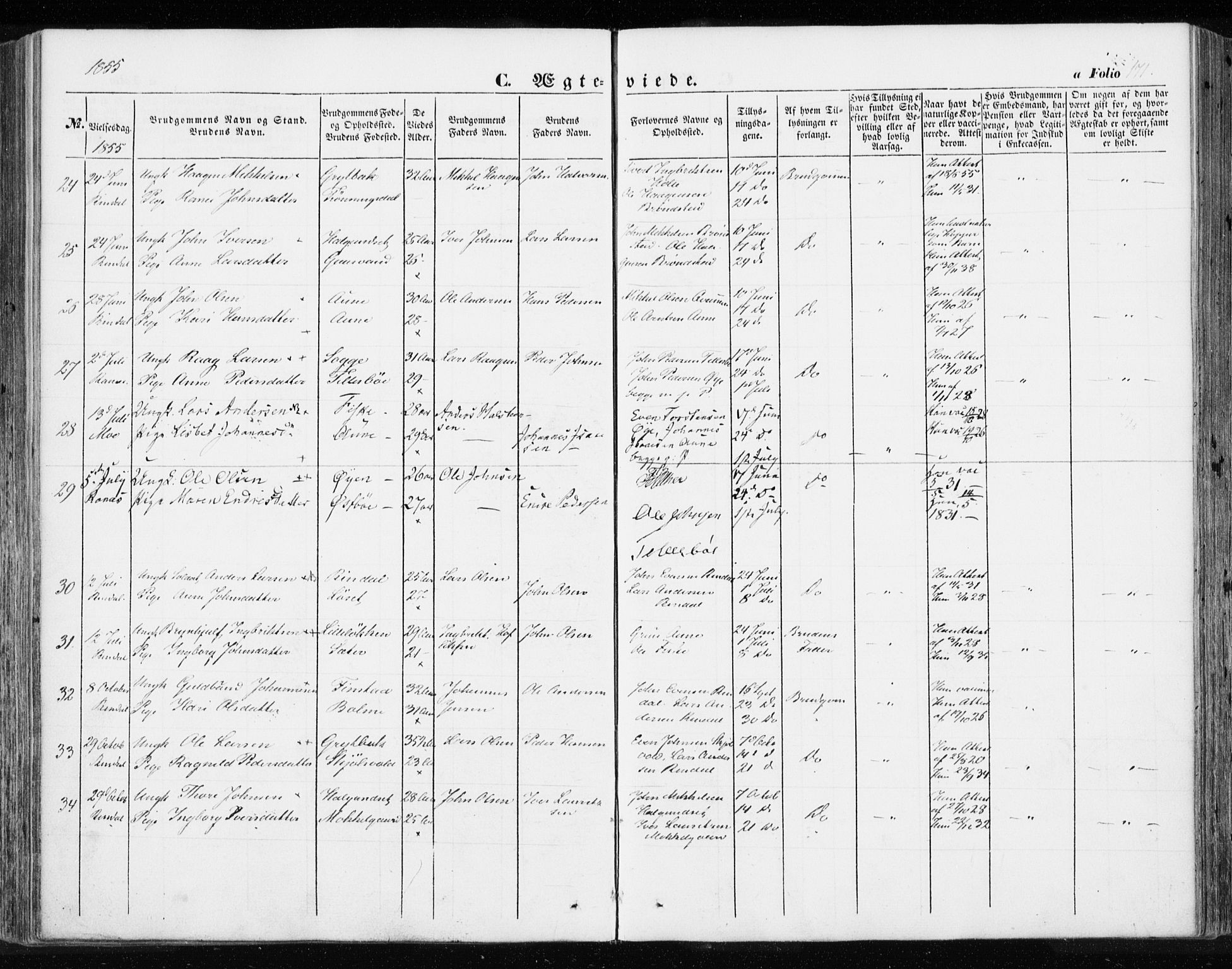 Ministerialprotokoller, klokkerbøker og fødselsregistre - Møre og Romsdal, AV/SAT-A-1454/595/L1044: Parish register (official) no. 595A06, 1852-1863, p. 171