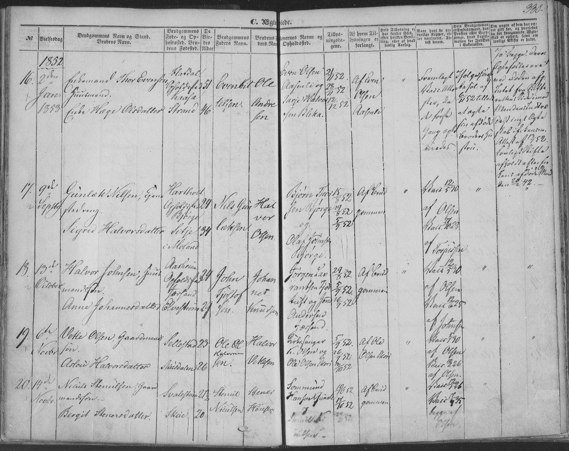 Seljord kirkebøker, SAKO/A-20/F/Fa/L012b: Parish register (official) no. I 12B, 1850-1865, p. 330
