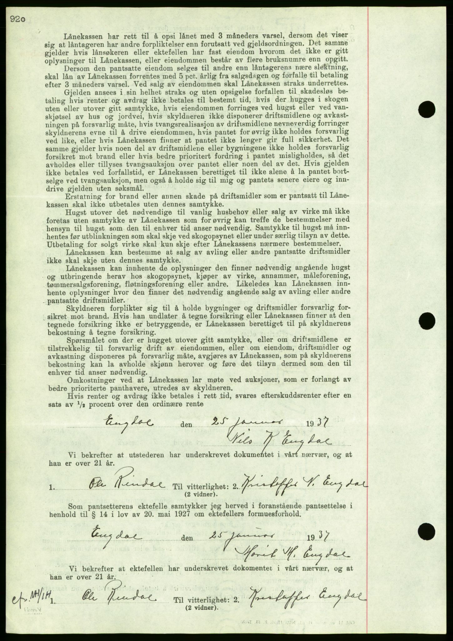 Nordmøre sorenskriveri, AV/SAT-A-4132/1/2/2Ca/L0090: Mortgage book no. B80, 1936-1937, Diary no: : 305/1937