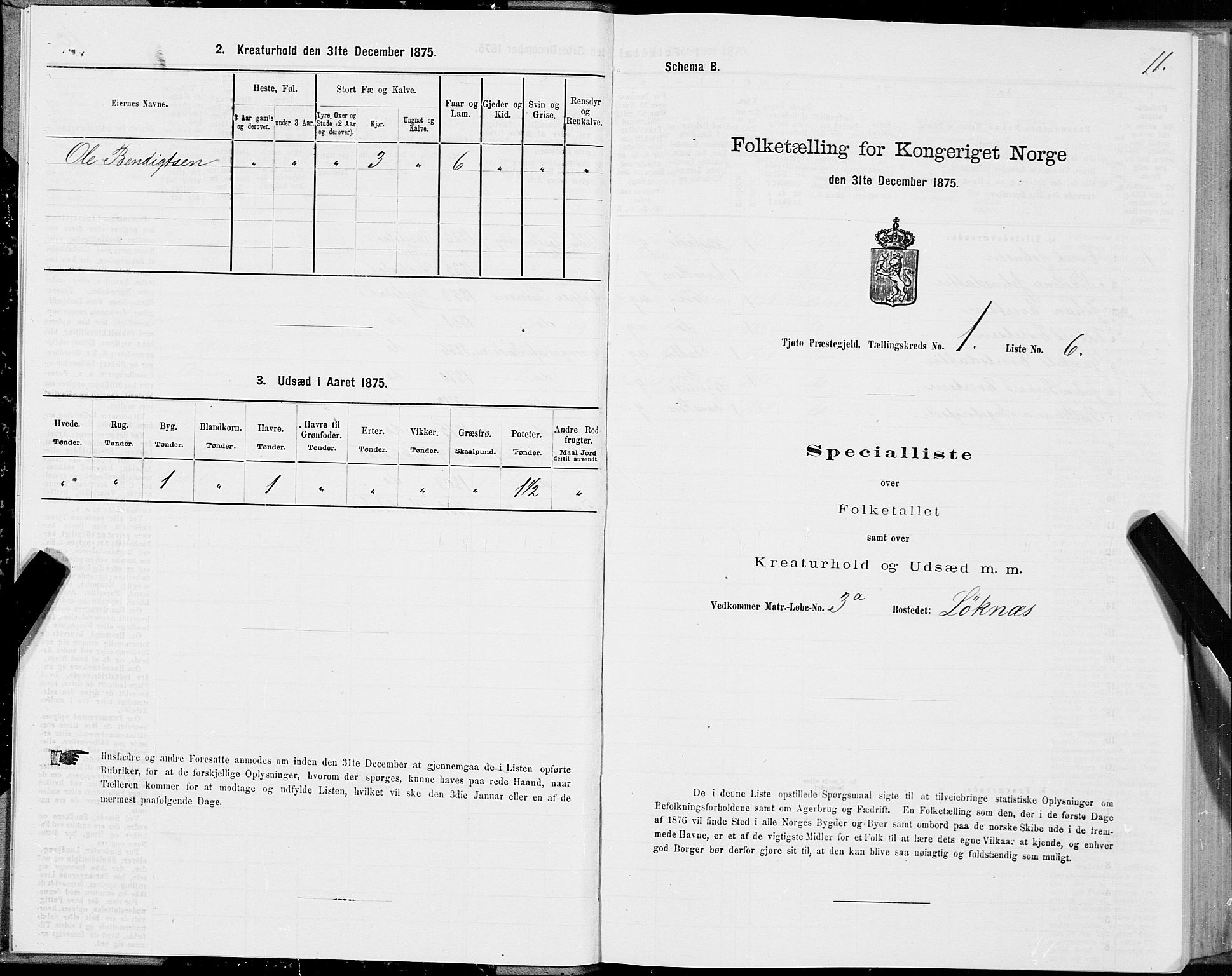 SAT, 1875 census for 1817P Tjøtta, 1875, p. 1011