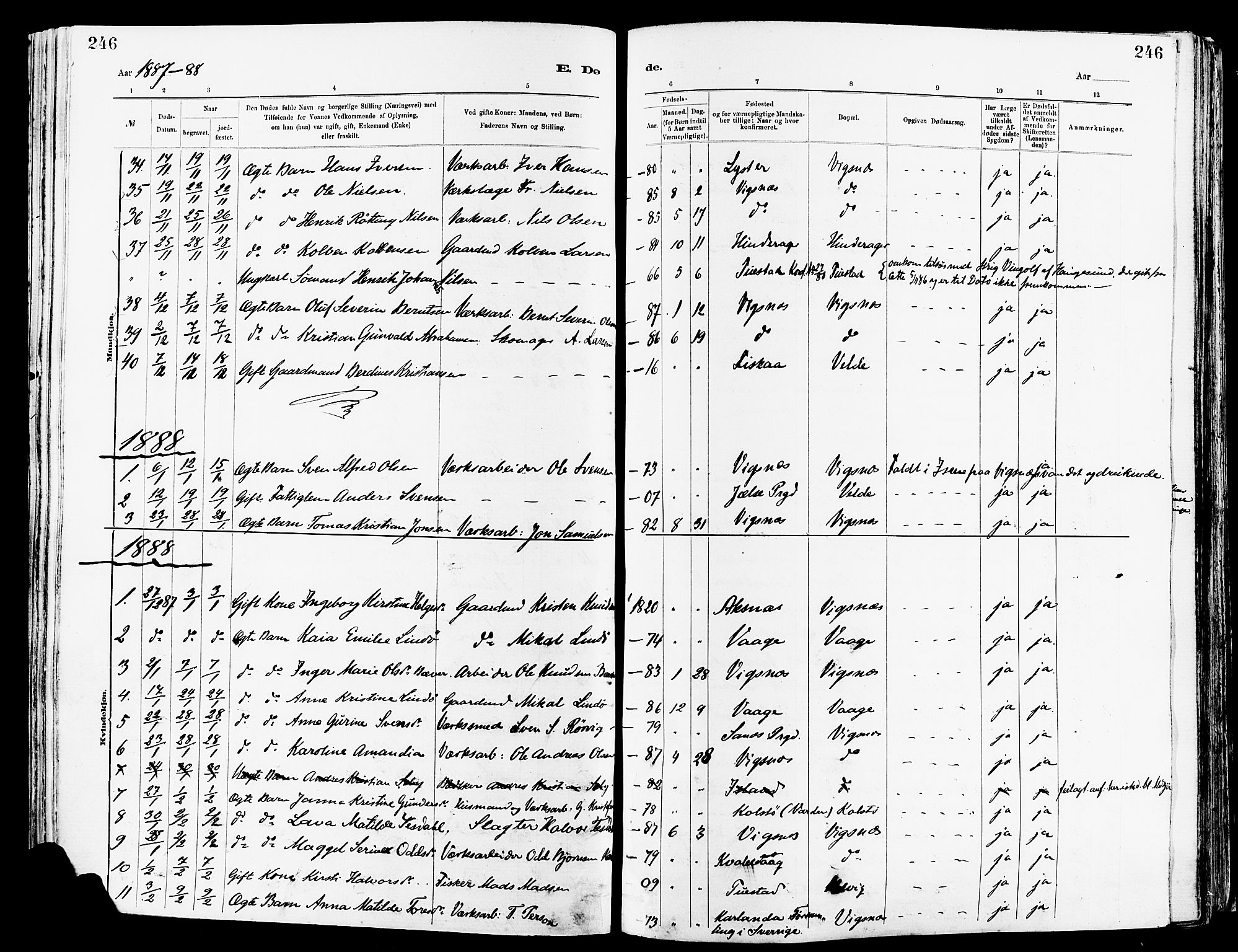 Avaldsnes sokneprestkontor, AV/SAST-A -101851/H/Ha/Haa/L0015: Parish register (official) no. A 15, 1880-1906, p. 246