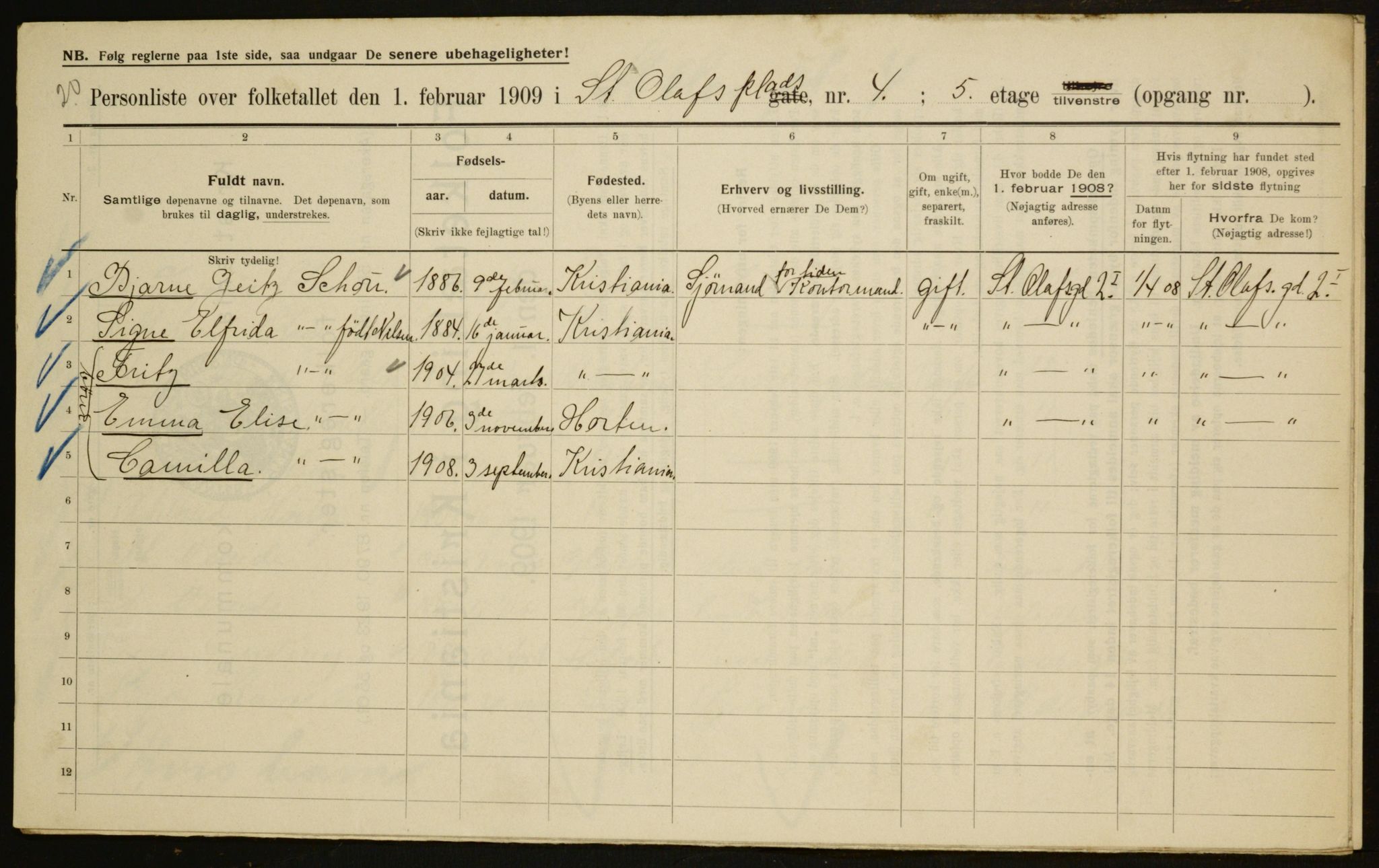 OBA, Municipal Census 1909 for Kristiania, 1909, p. 80362