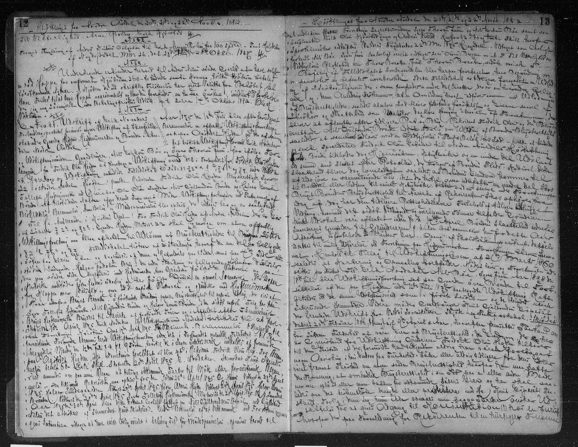 Valdres sorenskriveri, AV/SAH-TING-016/H/Hb/Hba/L0017: Mortgage book no. 17, 1882-1886, p. 12-13