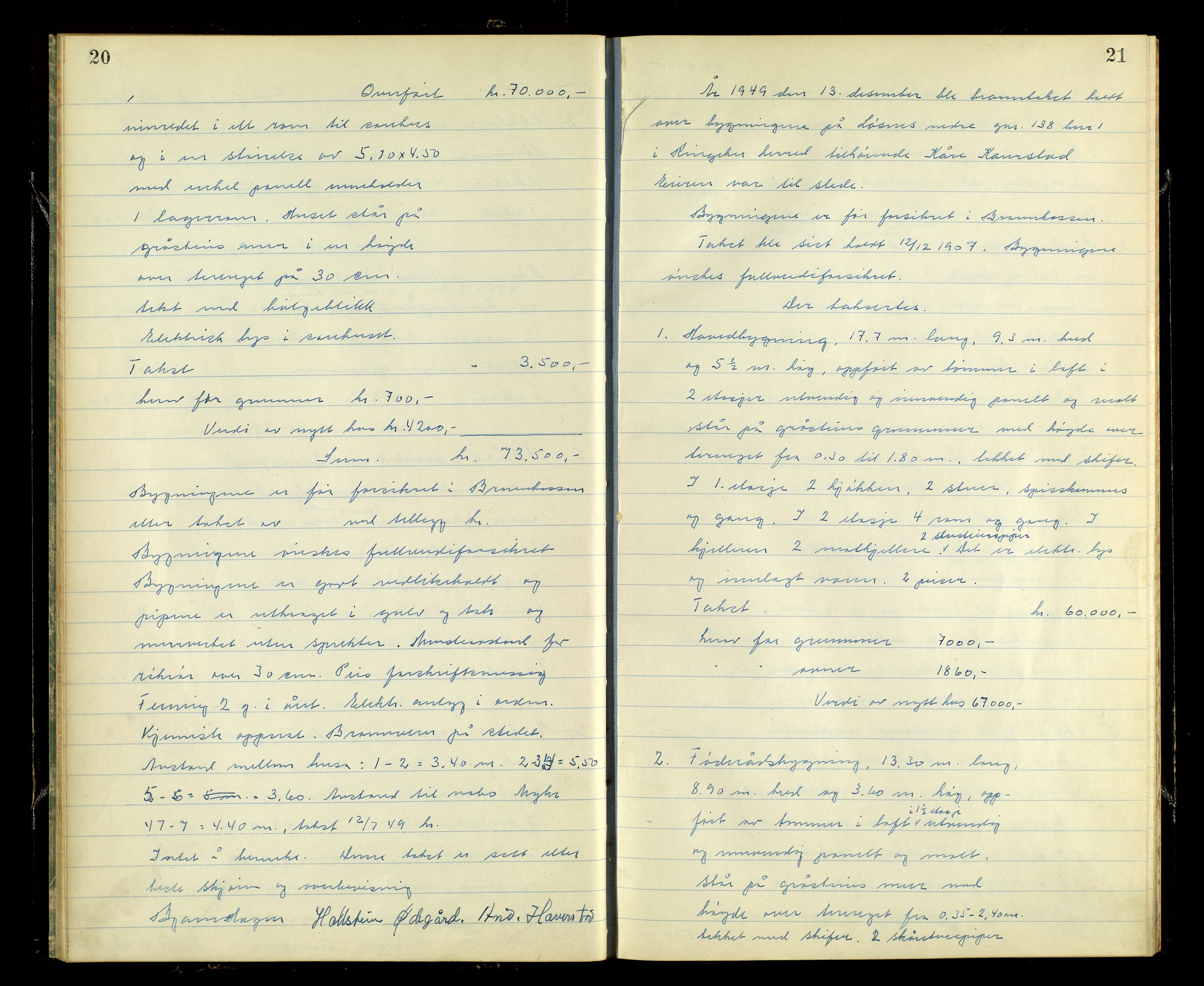 Norges Brannkasse, Ringebu, AV/SAH-NBRANR-037/F/L0004: Branntakstprotokoll, 1949-1955, p. 20-21