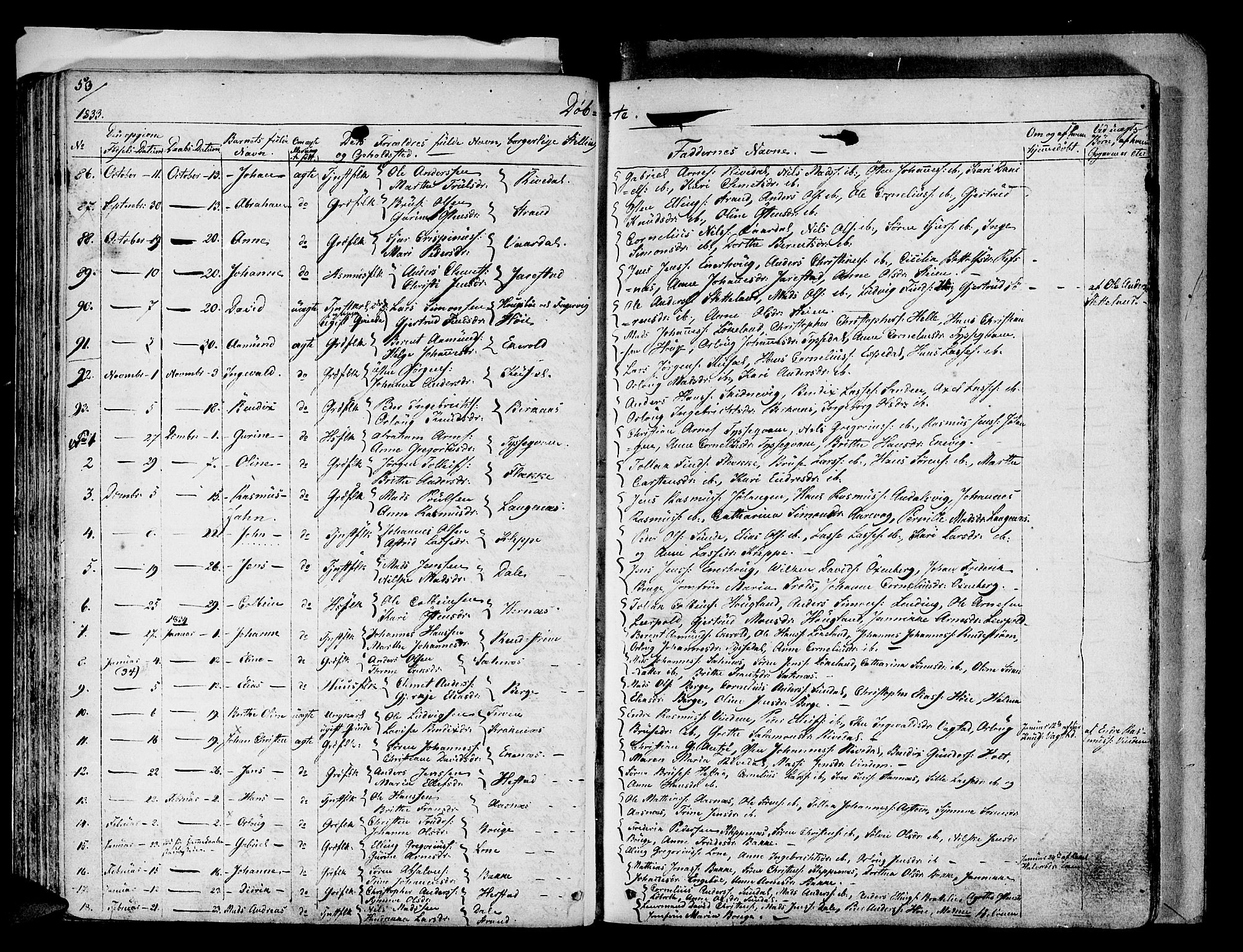 Fjaler sokneprestembete, AV/SAB-A-79801/H/Haa/Haaa/L0005: Parish register (official) no. A 5, 1821-1835, p. 54