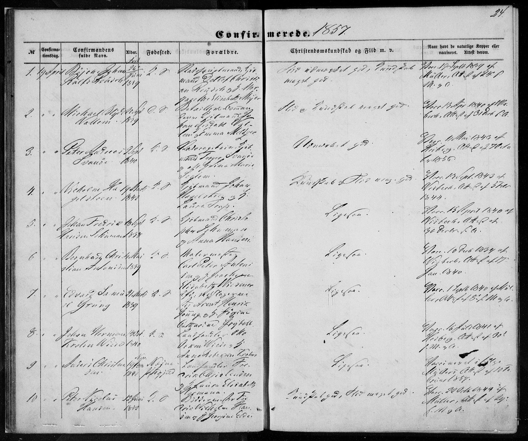Korskirken sokneprestembete, SAB/A-76101/H/Haa/L0027: Parish register (official) no. C 3, 1854-1868, p. 24