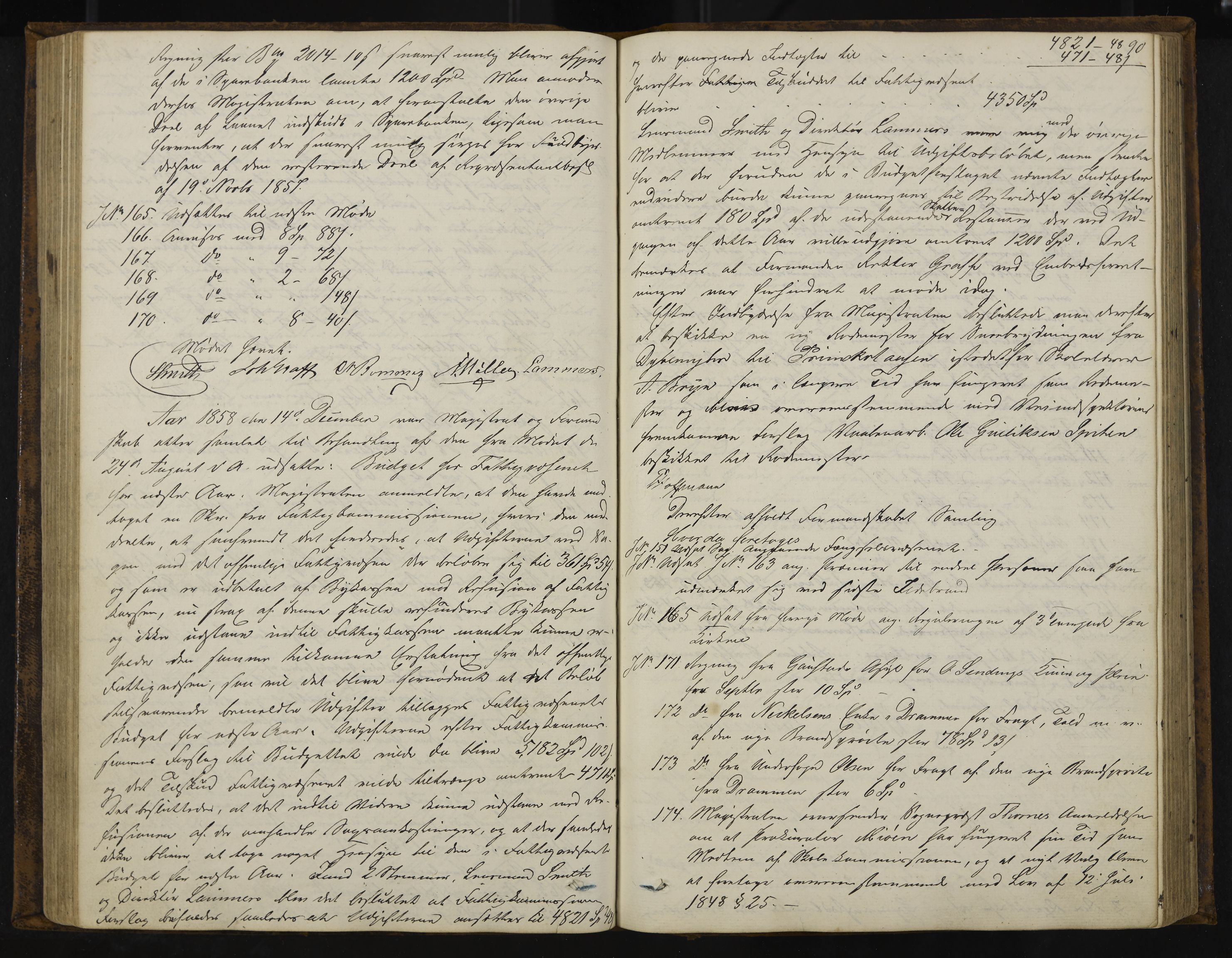 Kongsberg formannskap og sentraladministrasjon, IKAK/0604021-1/A/L0003: Møtebok med register, 1856-1861, p. 90