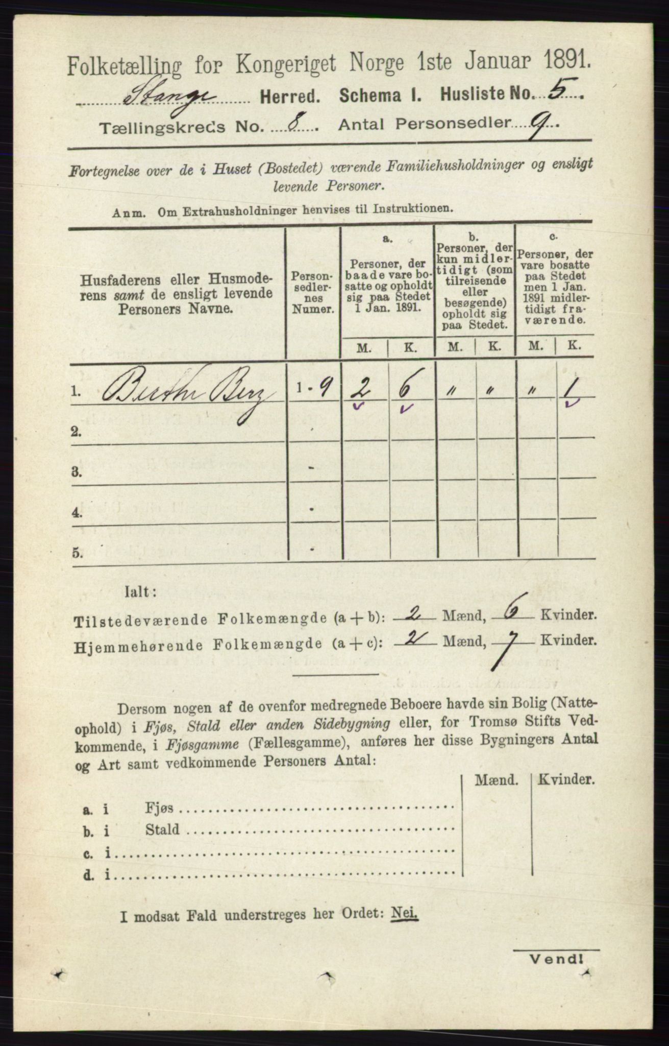RA, 1891 census for 0417 Stange, 1891, p. 5247