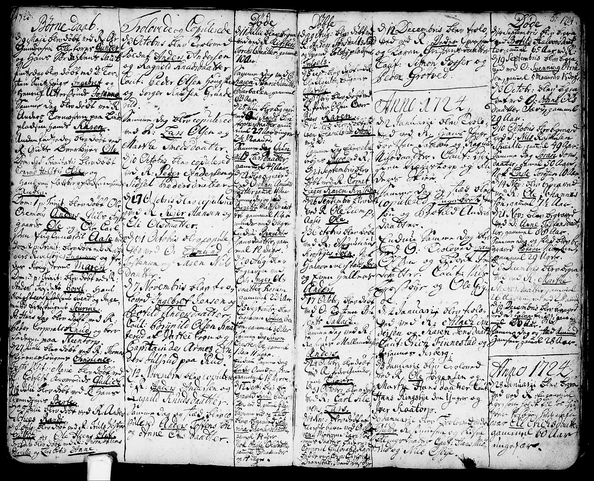 Rakkestad prestekontor Kirkebøker, SAO/A-2008/F/Fa/L0001: Parish register (official) no. I 1, 1722-1740, p. 5