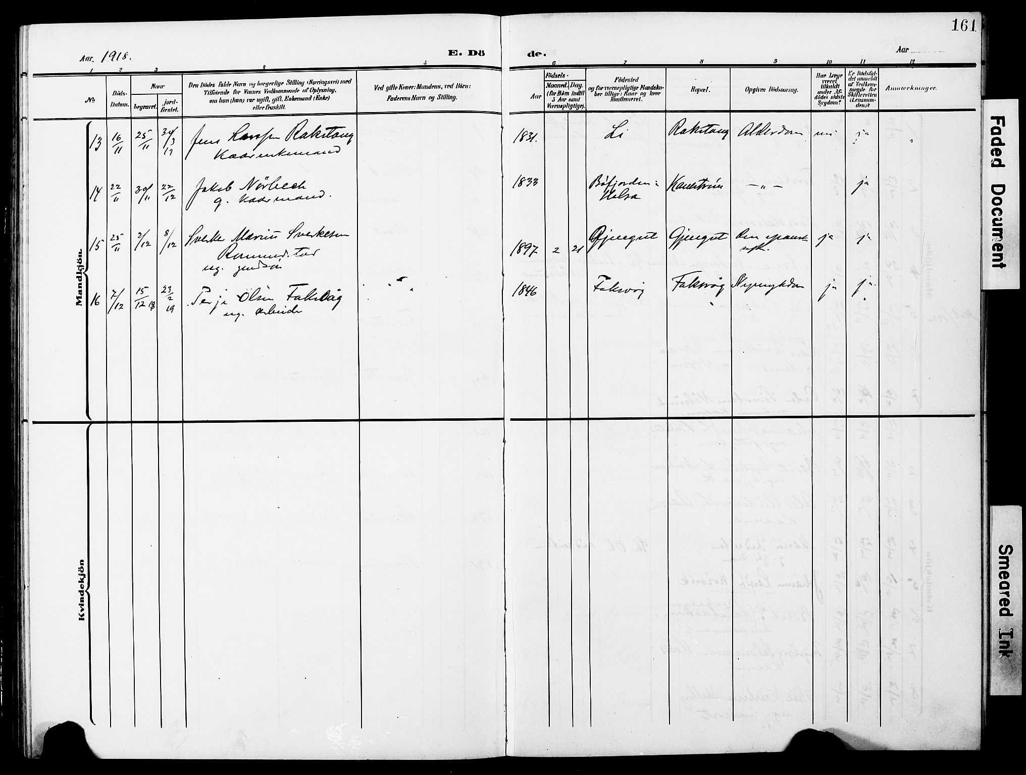 Ministerialprotokoller, klokkerbøker og fødselsregistre - Møre og Romsdal, AV/SAT-A-1454/587/L1001: Parish register (copy) no. 587C01, 1906-1927, p. 161