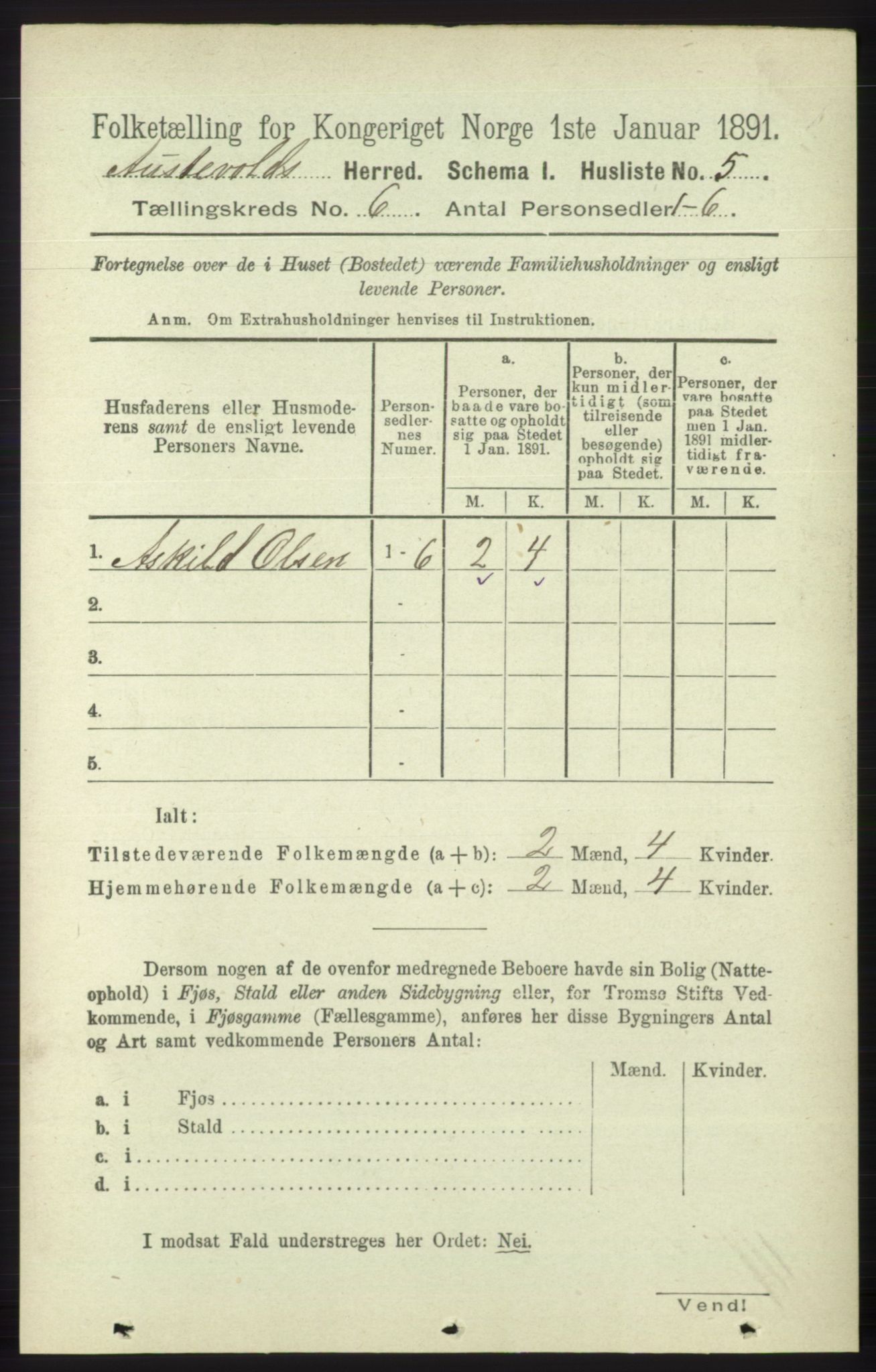 RA, 1891 census for 1244 Austevoll, 1891, p. 2521