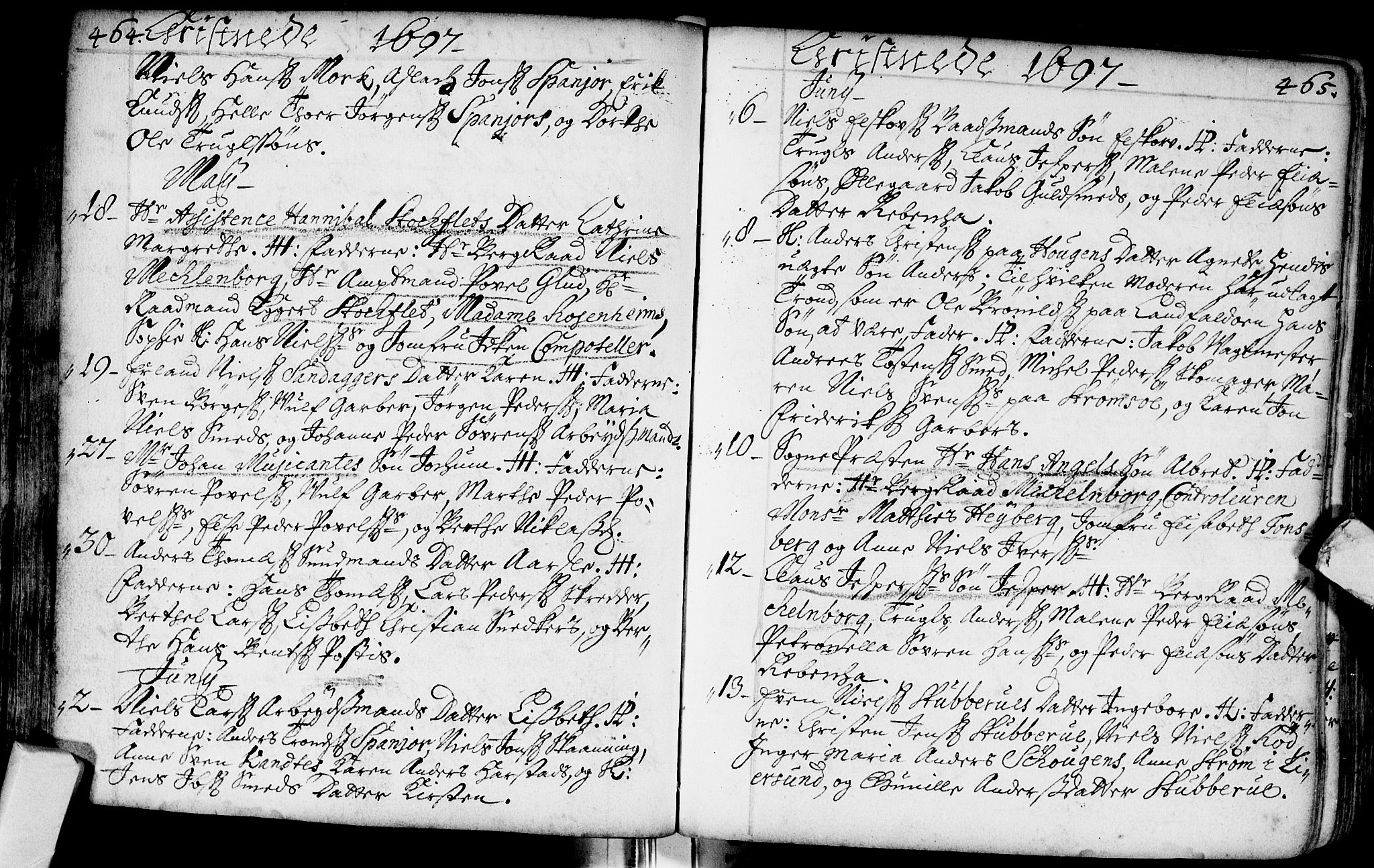 Bragernes kirkebøker, AV/SAKO-A-6/F/Fa/L0002: Parish register (official) no. I 2, 1680-1705, p. 464-465